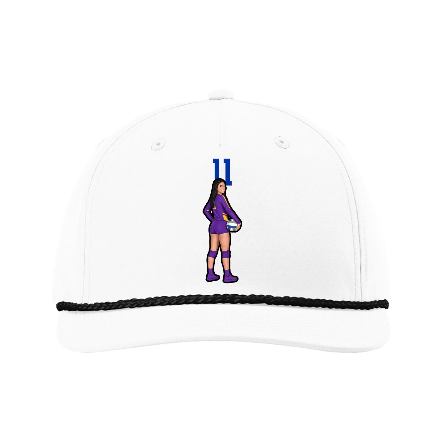 Five-Panel Classic Rope Cap — Number Top in White