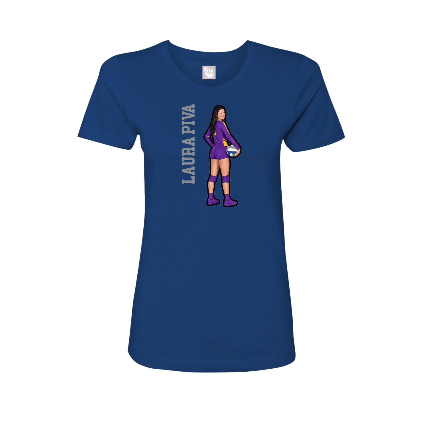 Fitted Women's Tee — Name Vertical in Royal