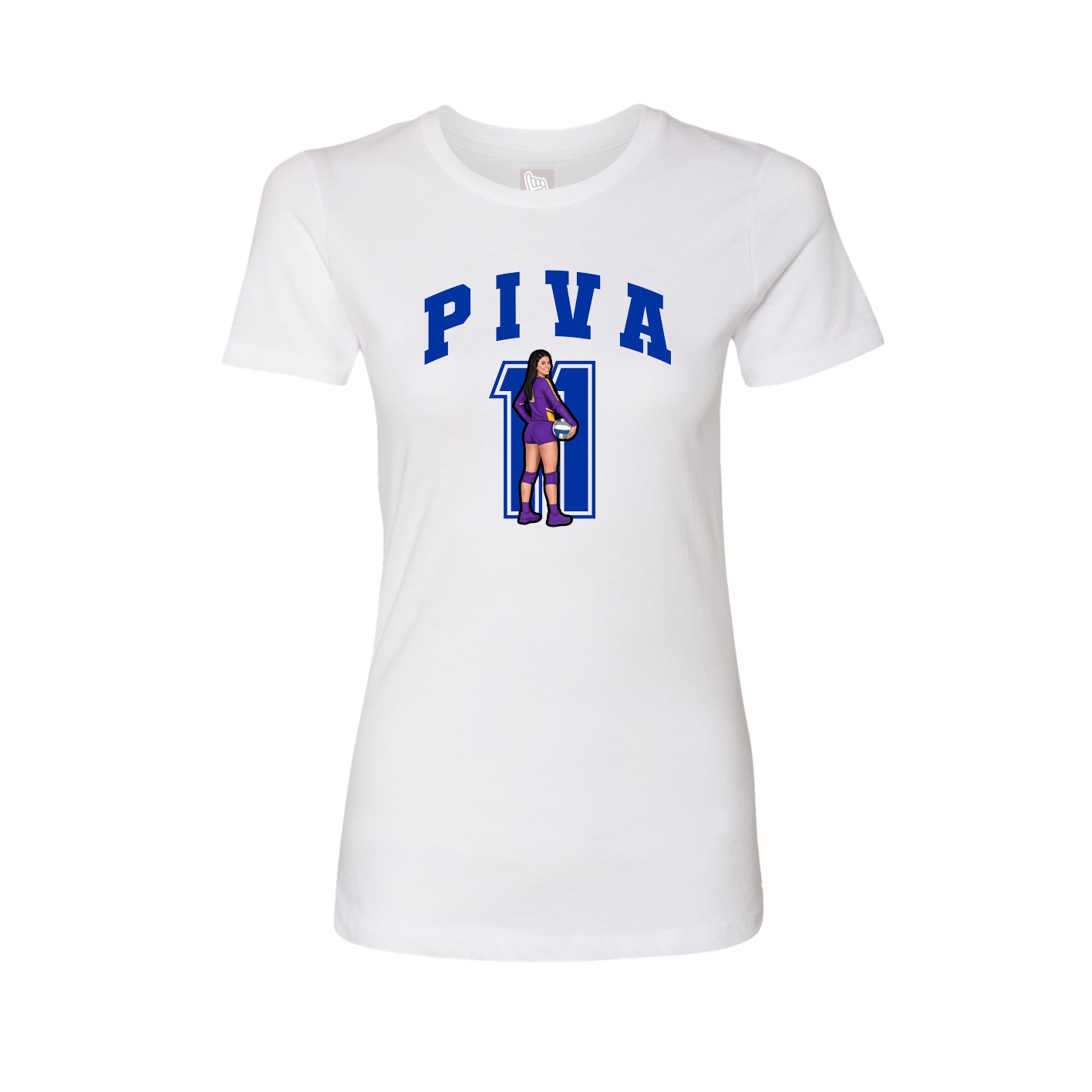 Fitted Women's Tee — Number in White