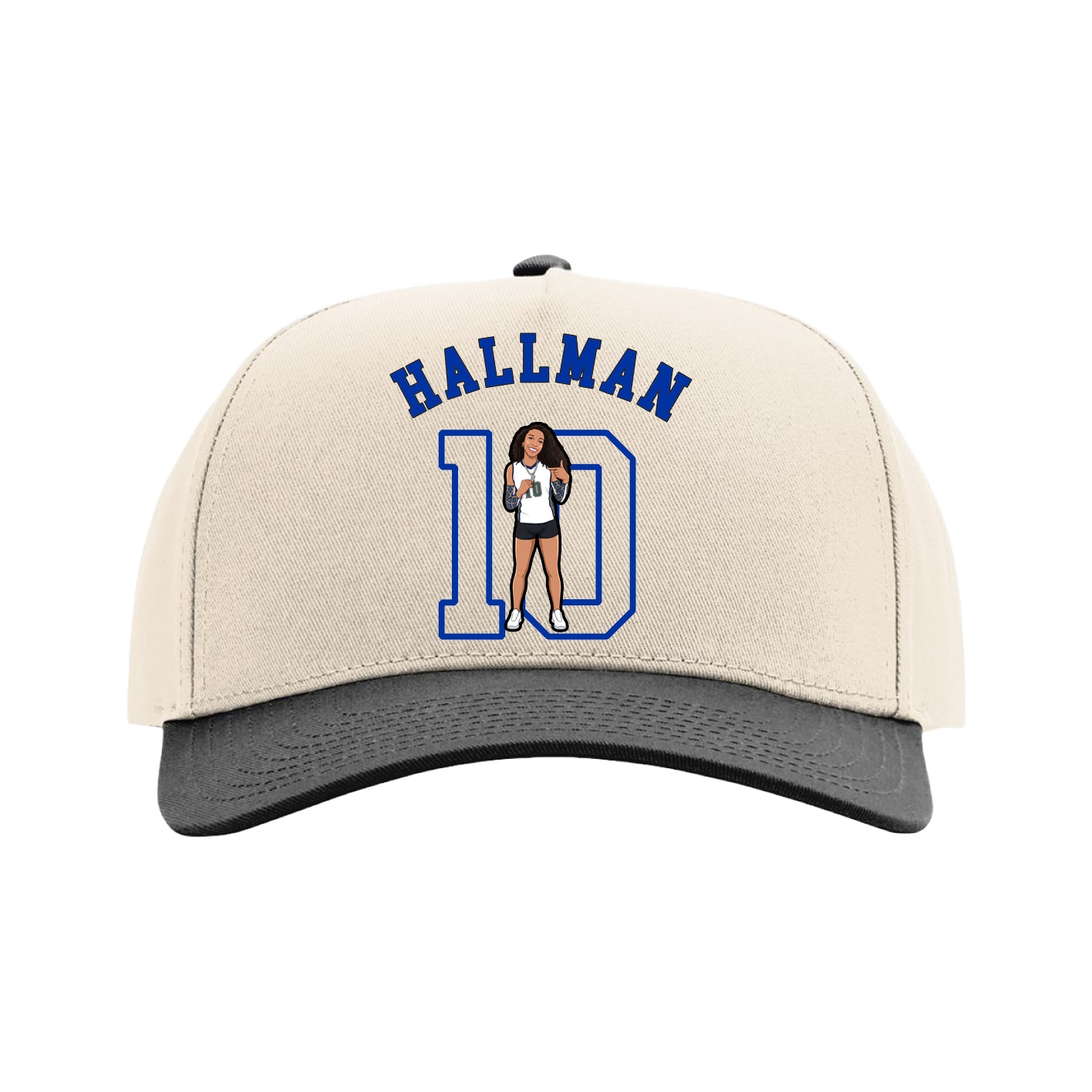 Full Fabric Five-Panel Champ Cap — Shirsey Arch in Cream/Black