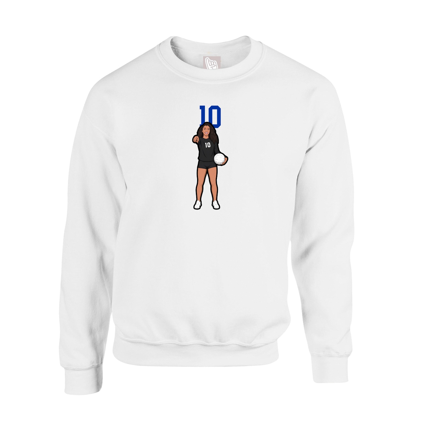 Fleece Crew — Number Top in White