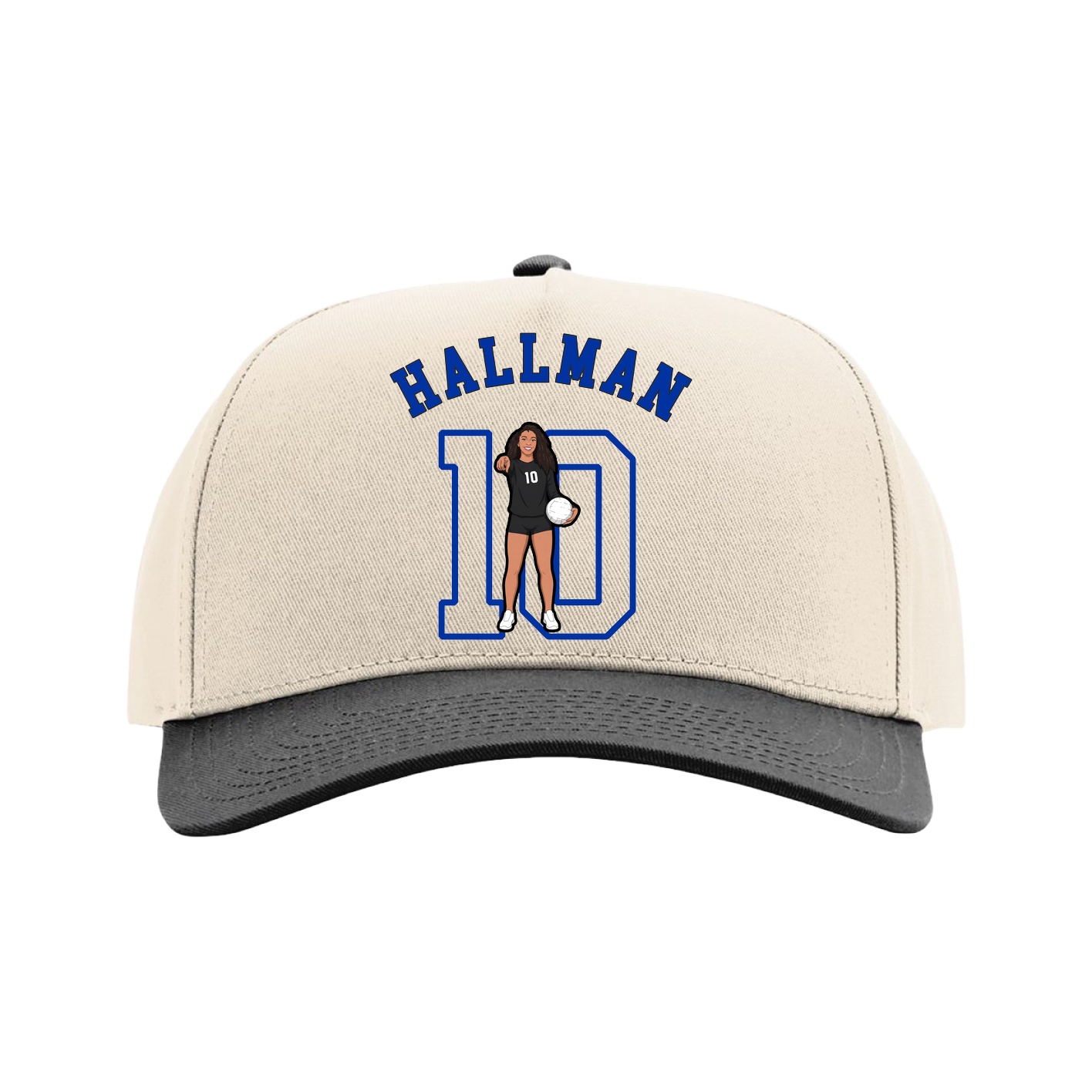 Full Fabric Five-Panel Champ Cap — Shirsey Arch in Cream/Black