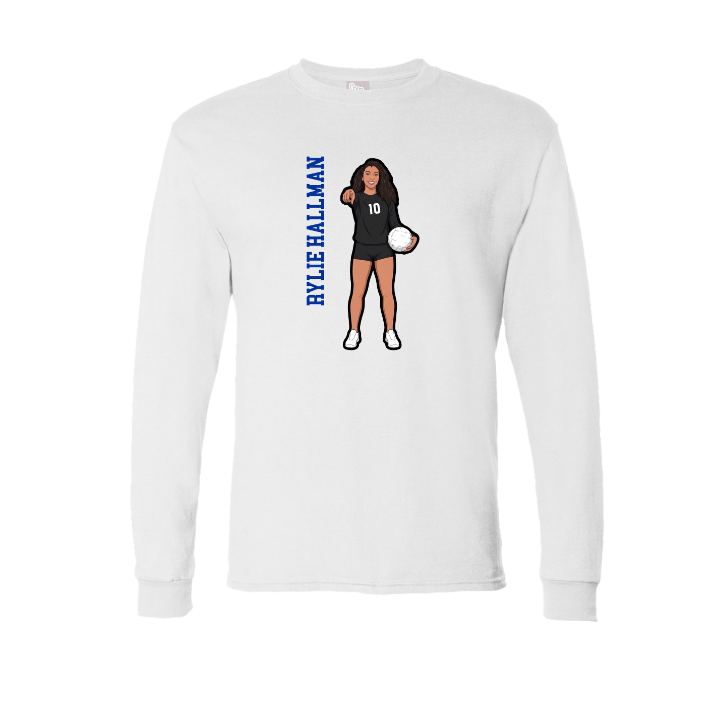 Long Sleeve Tee — Name Vertical in White