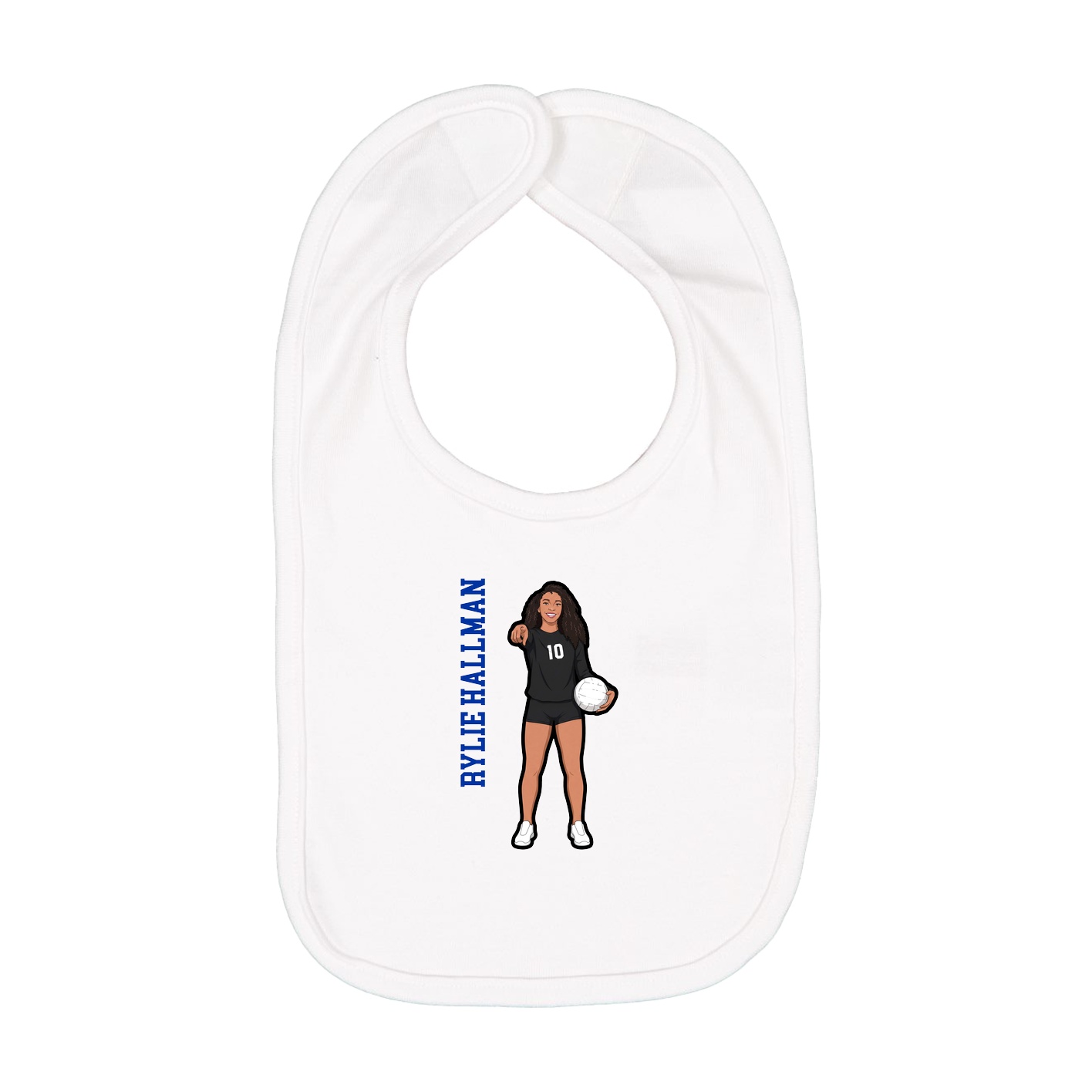 Infant Bib — Name Vertical in White