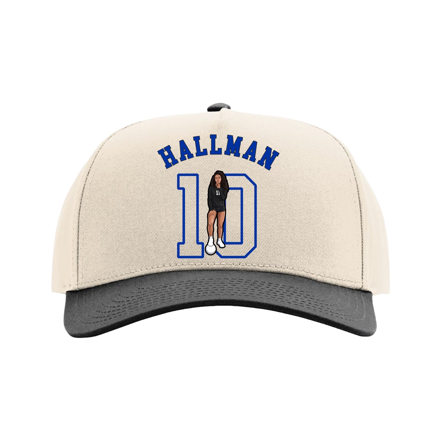 Full Fabric Five-Panel Champ Cap — Shirsey Arch in Cream/Black