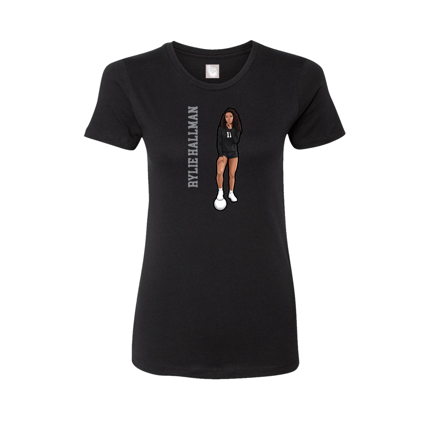 Womens Tee — Name Vertical in Black