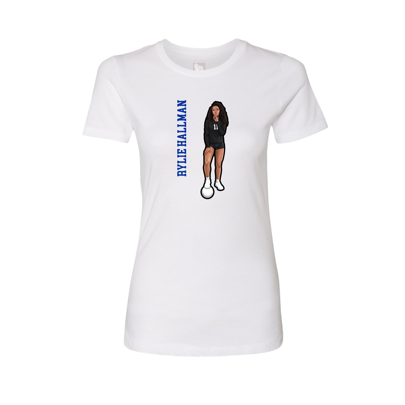 Womens Tee — Name Vertical in White