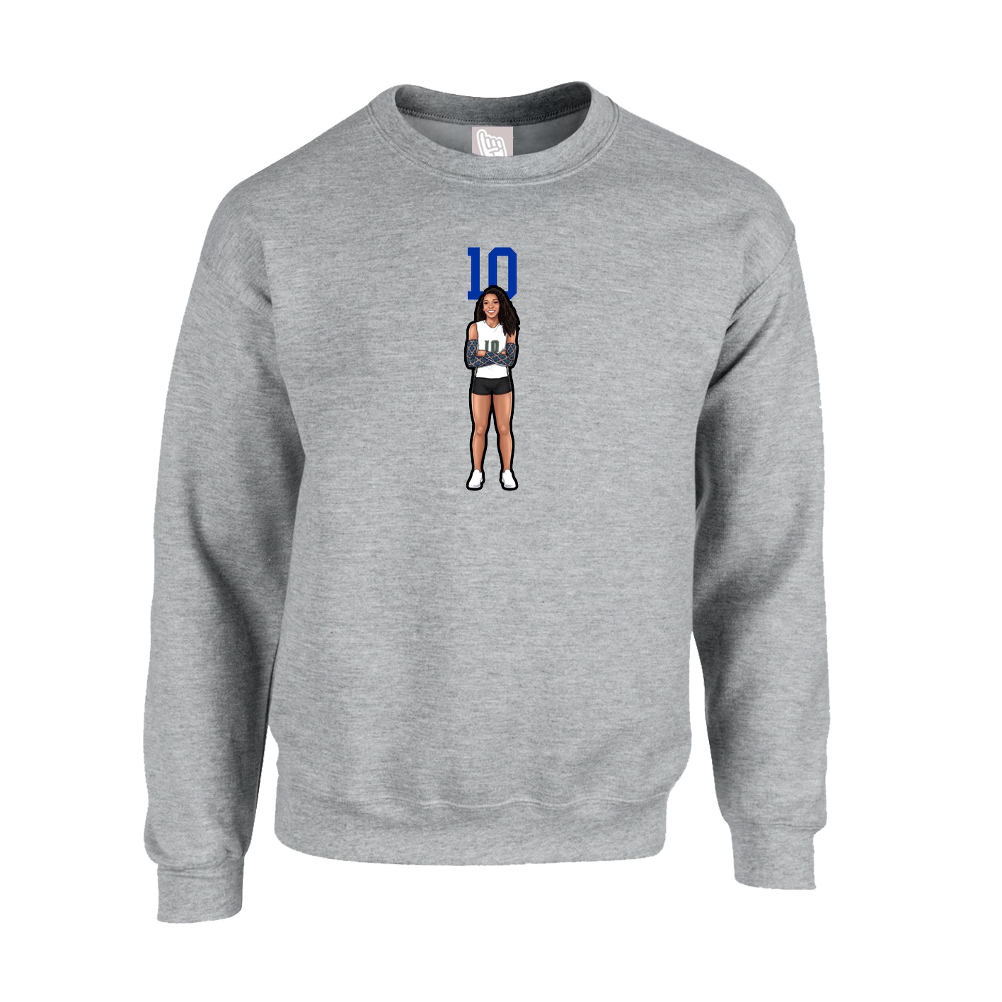 Fleece Crew — Number Top in Grey