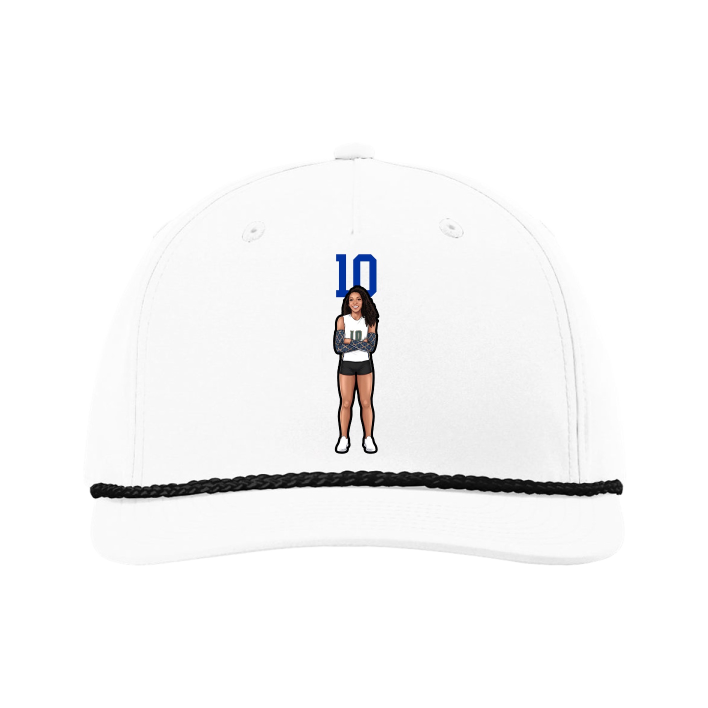 Five-Panel Classic Rope Cap — Number Top in White
