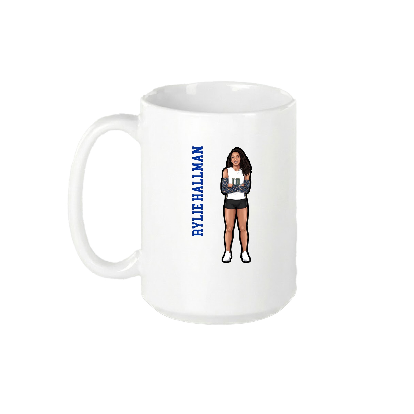 15oz Coffee Mug — Name Vertical in White