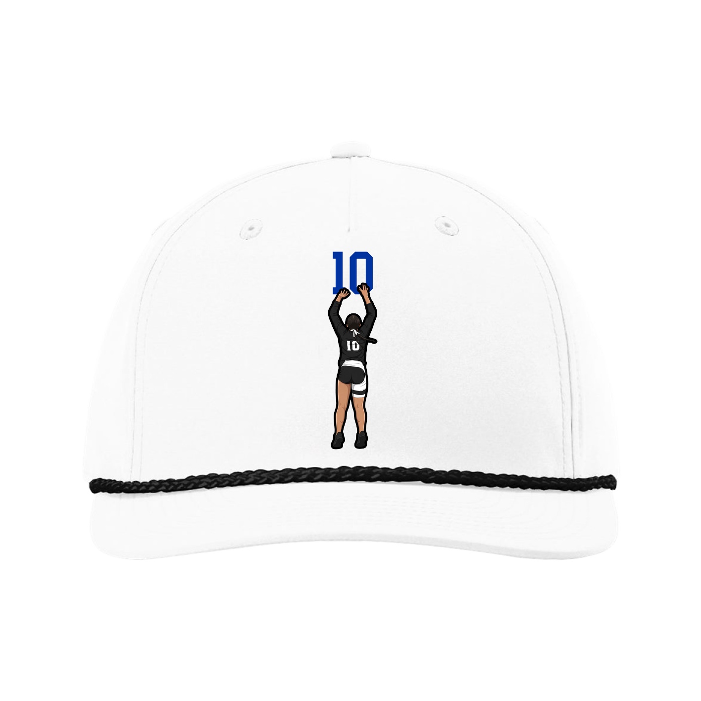 Five-Panel Classic Rope Cap — Number Top in White