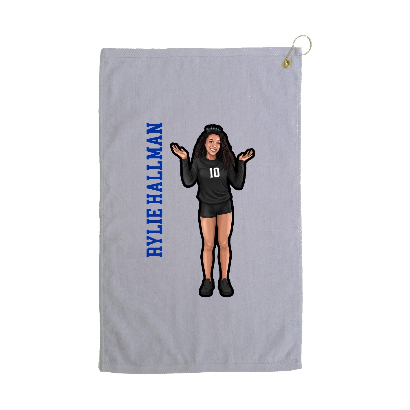 Golf Towel — Name Vertical in Grey