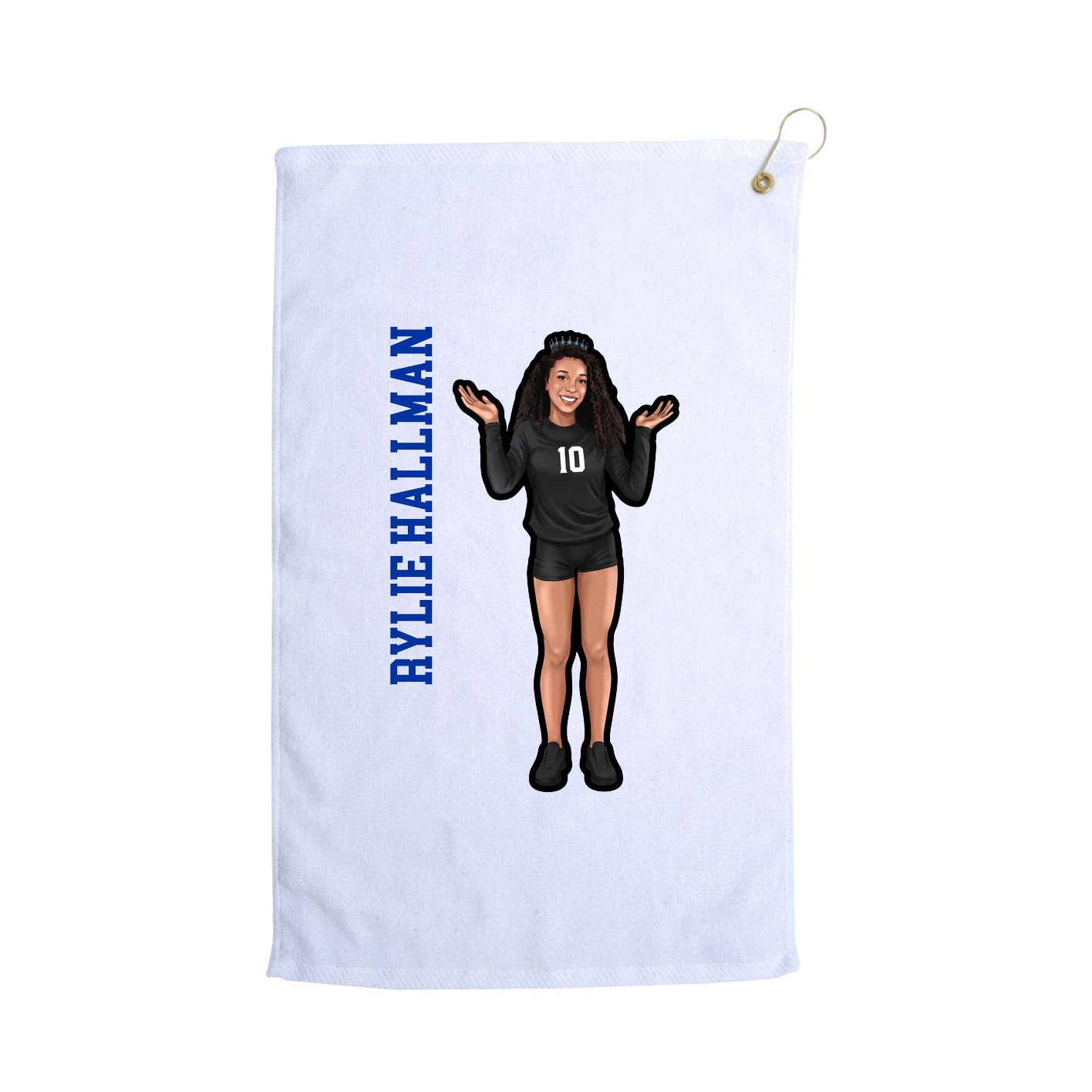 Golf Towel — Name Vertical in White