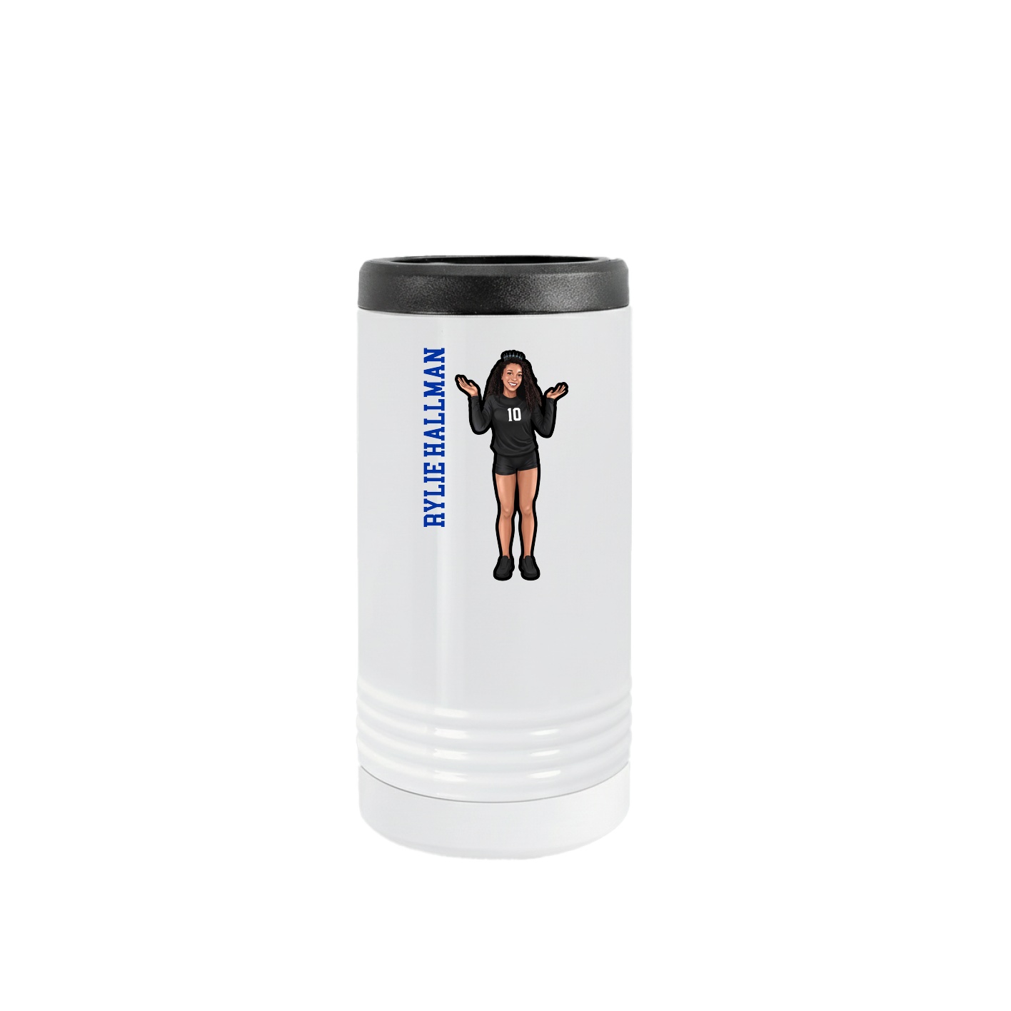 Slim Beverage Holder — Name Vertical in White