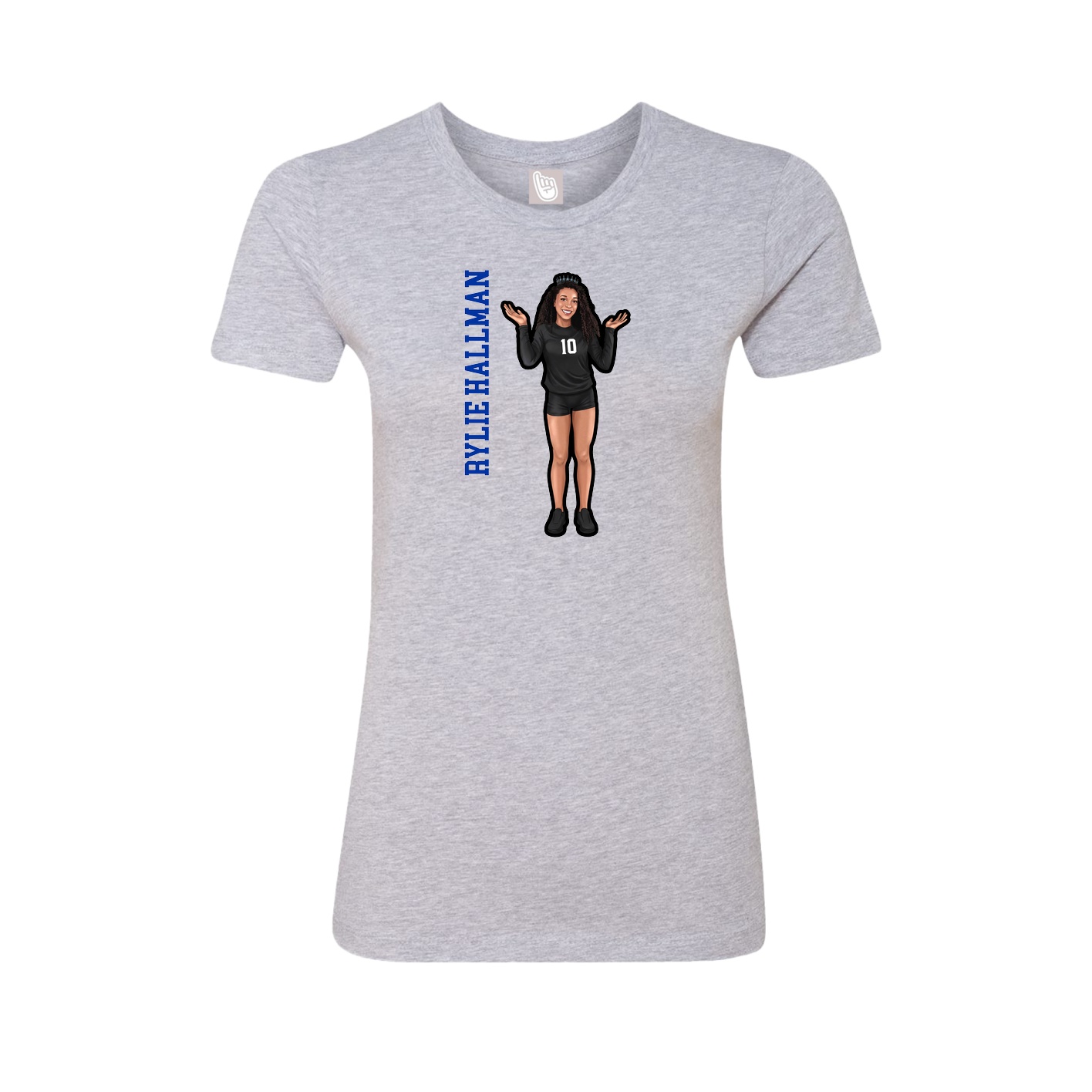 Womens Tee — Name Vertical in Grey