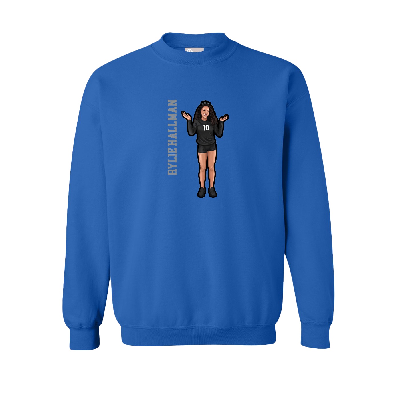 Fleece Crew — Name Vertical in Royal