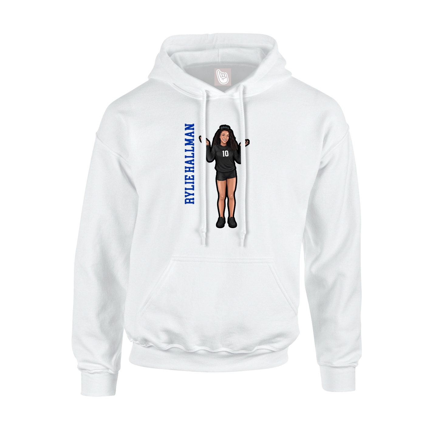 Youth Hoodie — Name Vertical in White