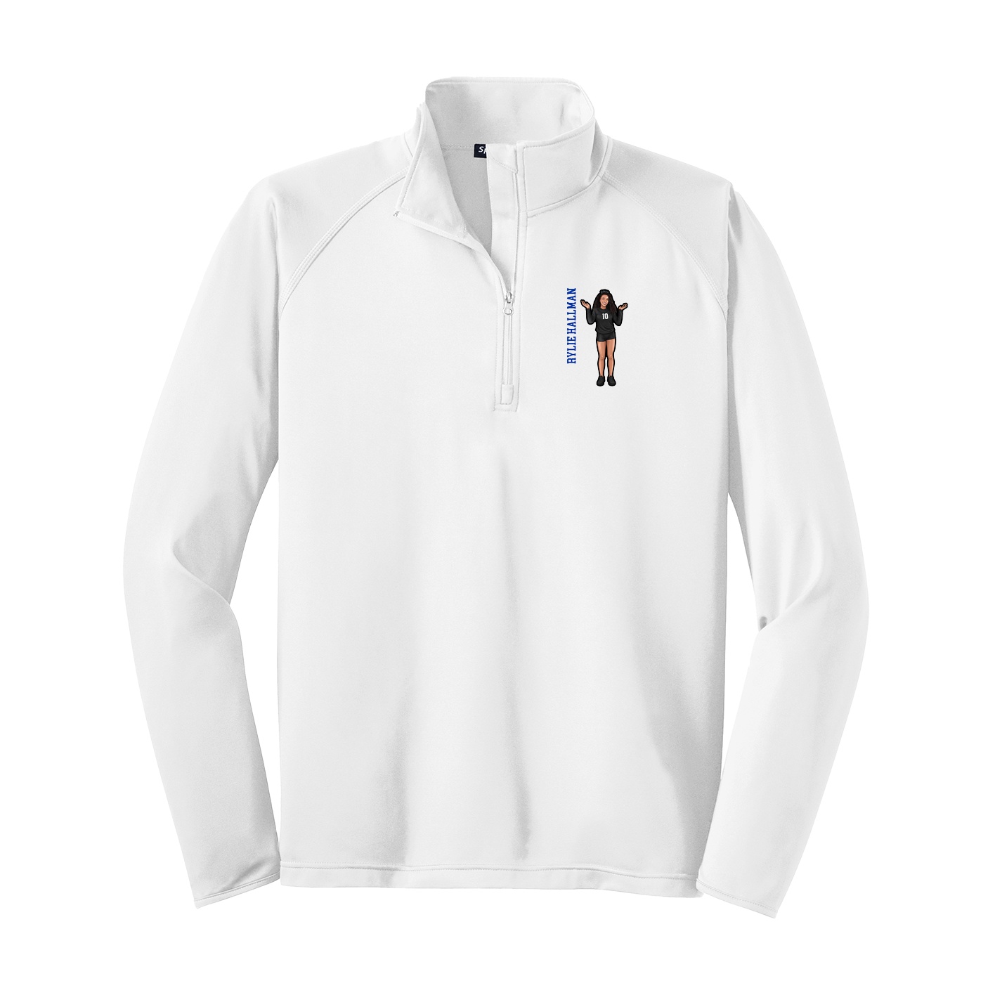 Q-Zip Pullover — Name Vertical in White