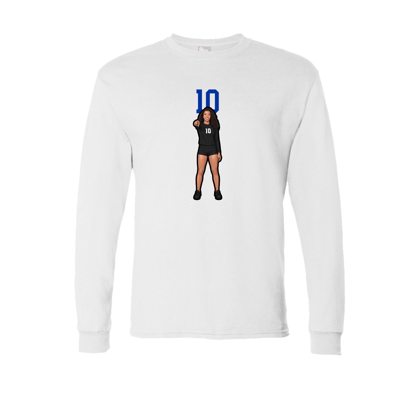 Long Sleeve Tee — Number Top in White