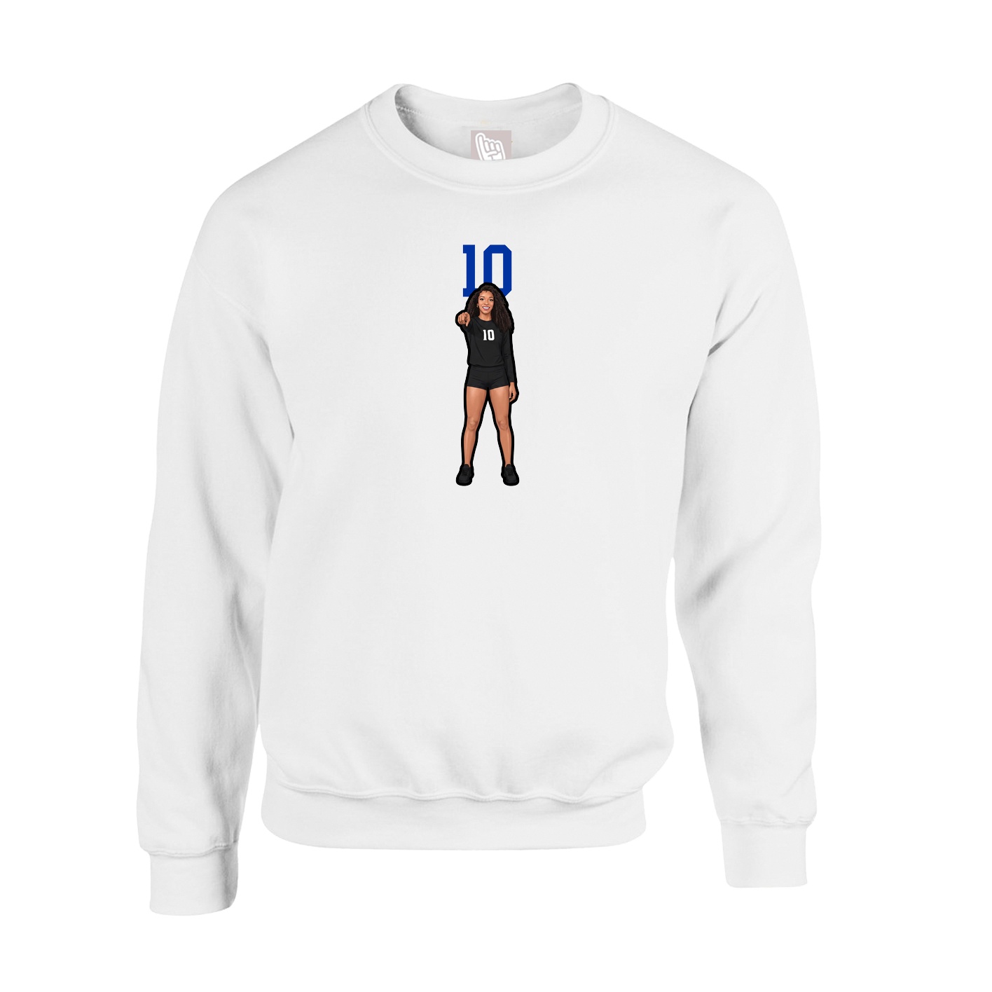 Fleece Crew — Number Top in White