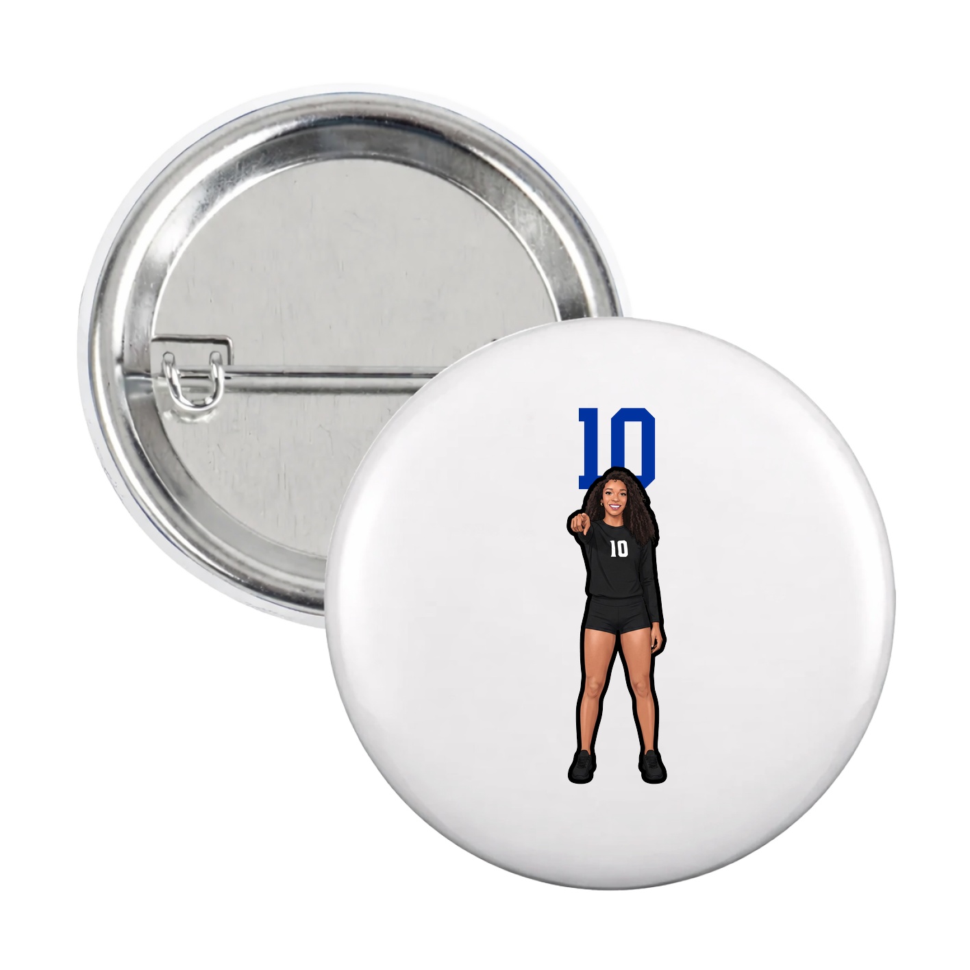 Game Day Button — Number Top in White