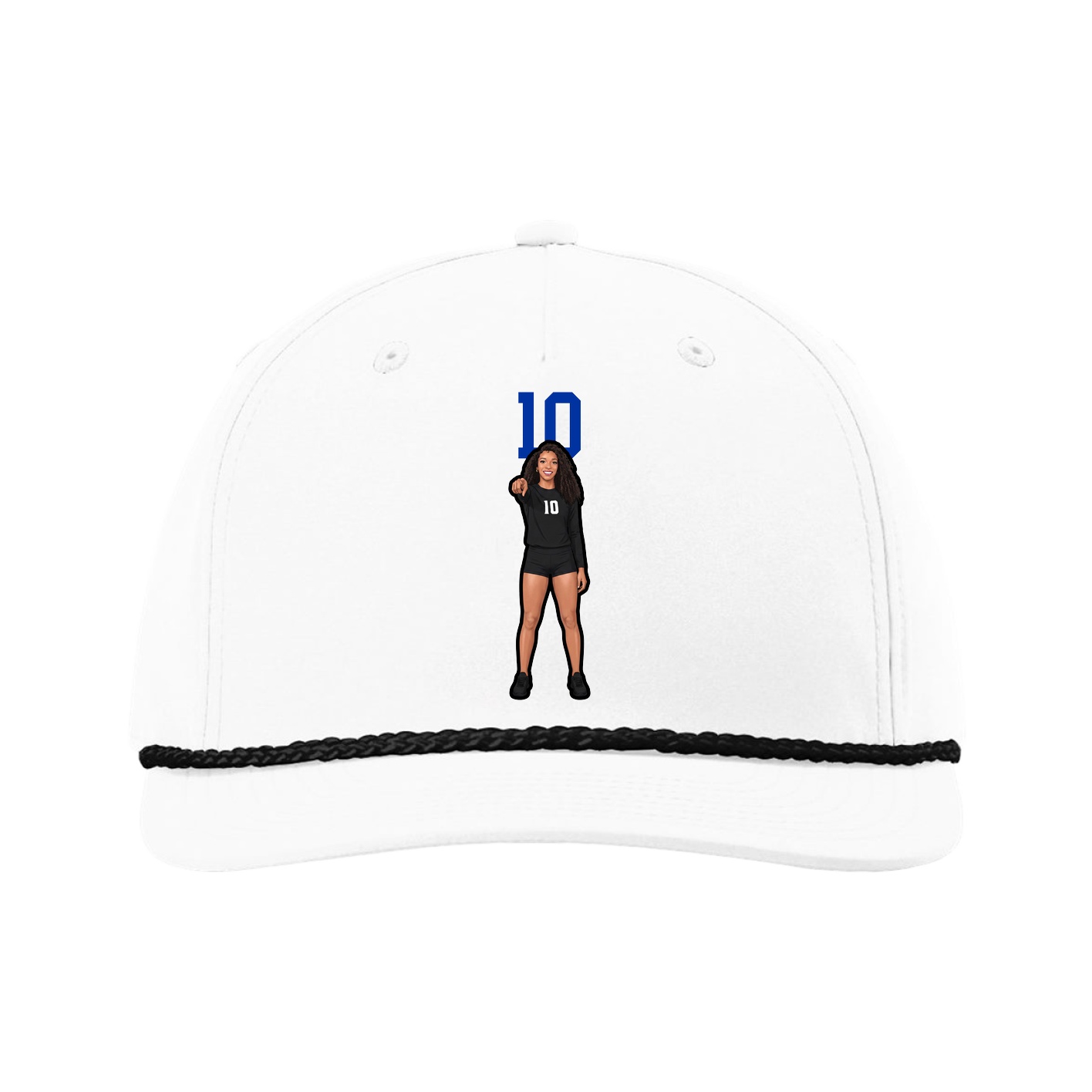 Five-Panel Classic Rope Cap — Number Top in White