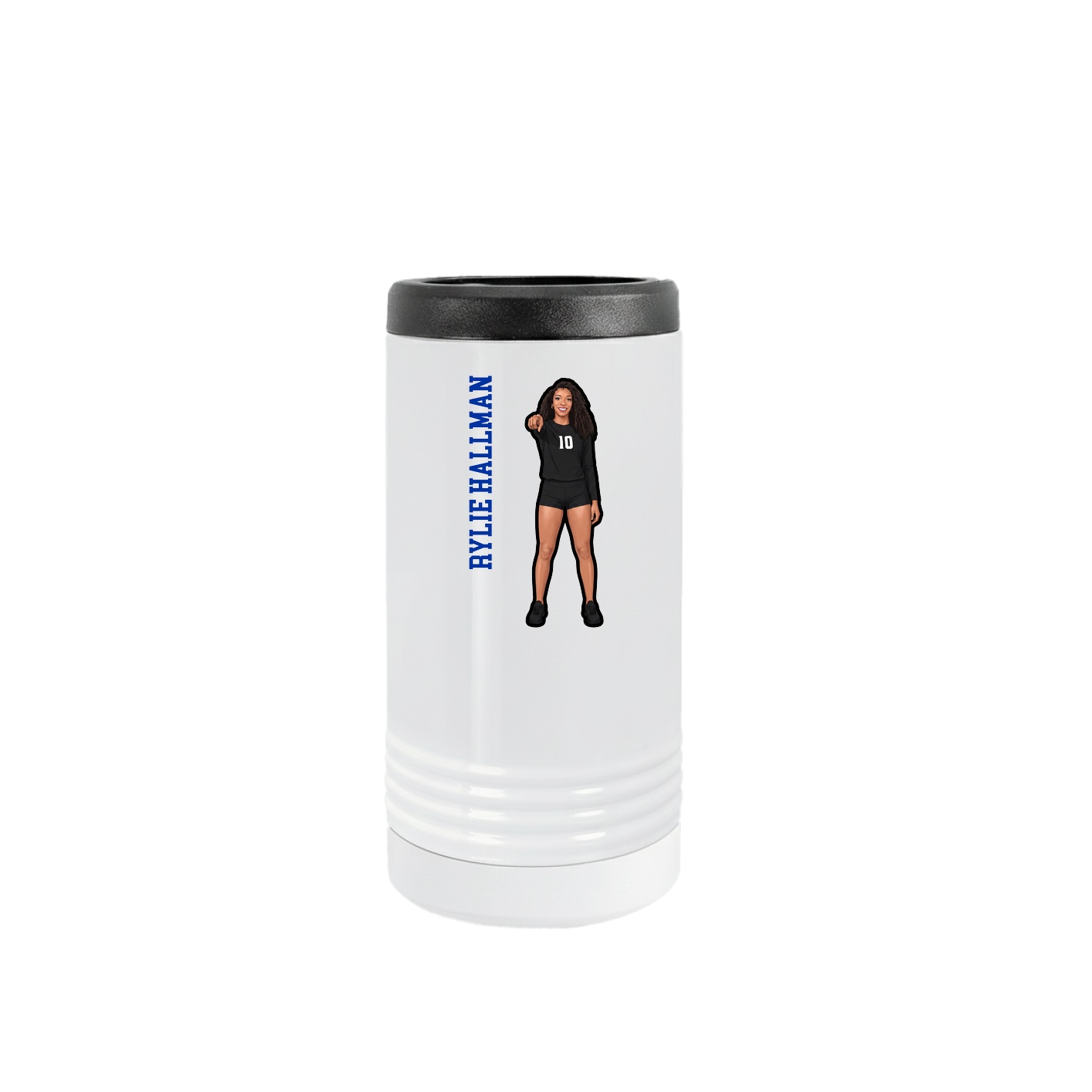 Slim Beverage Holder — Name Vertical in White