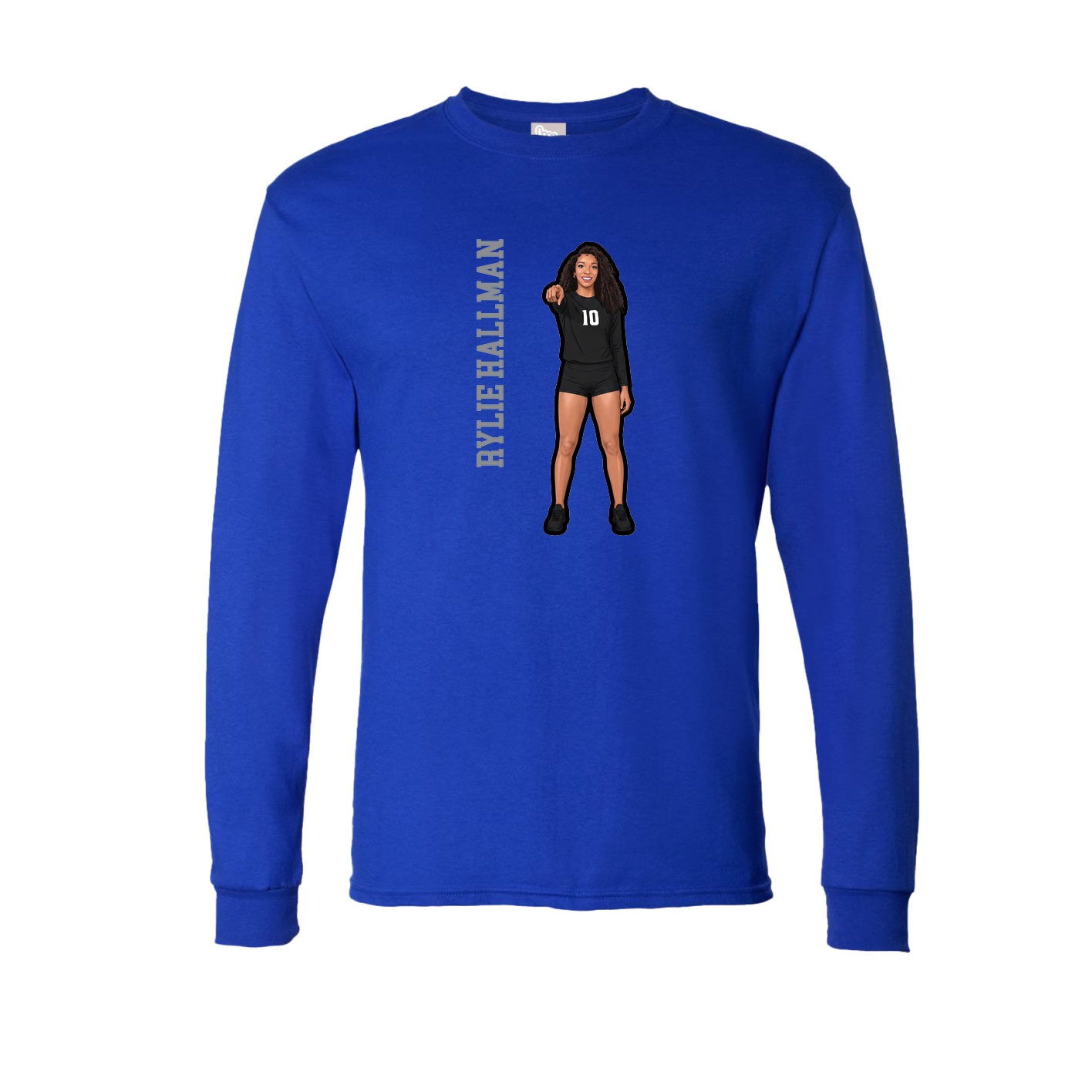 Long Sleeve Tee — Name Vertical in Royal