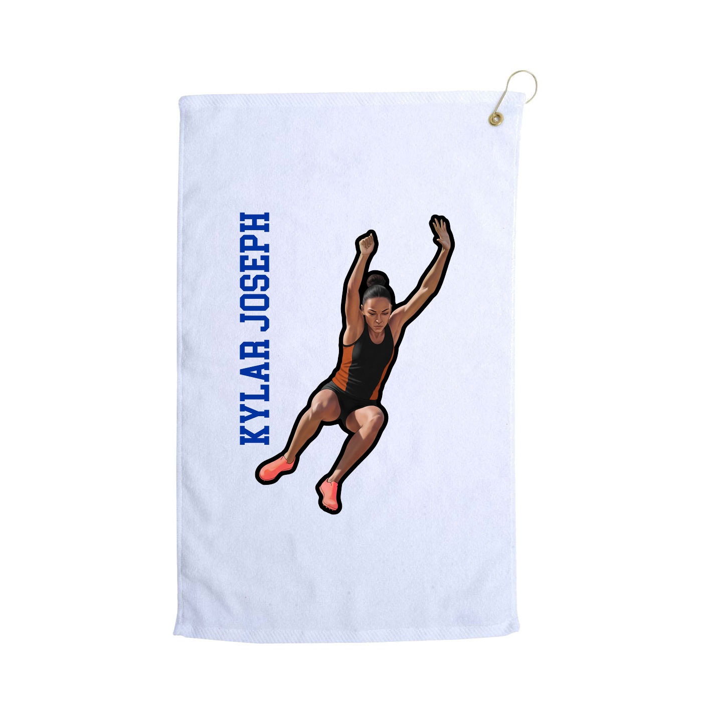 Golf Towel — Name Vertical in White
