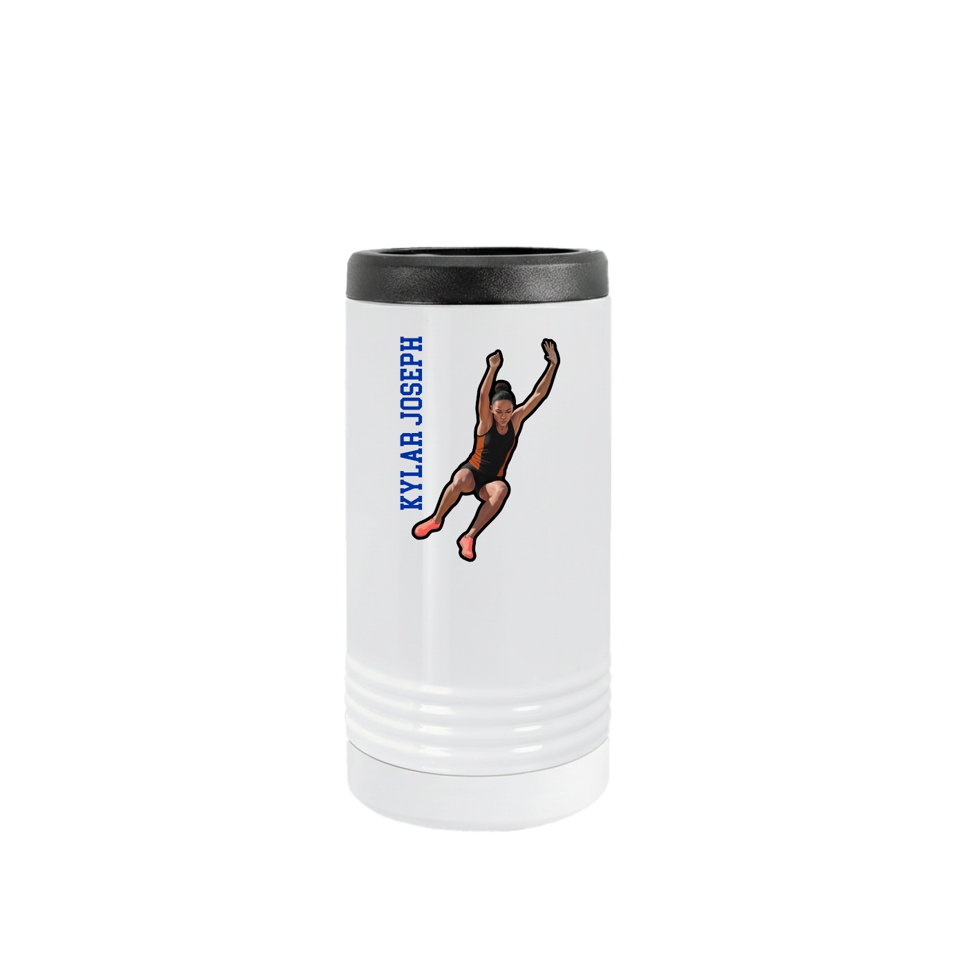 Slim Beverage Holder — Name Vertical in White