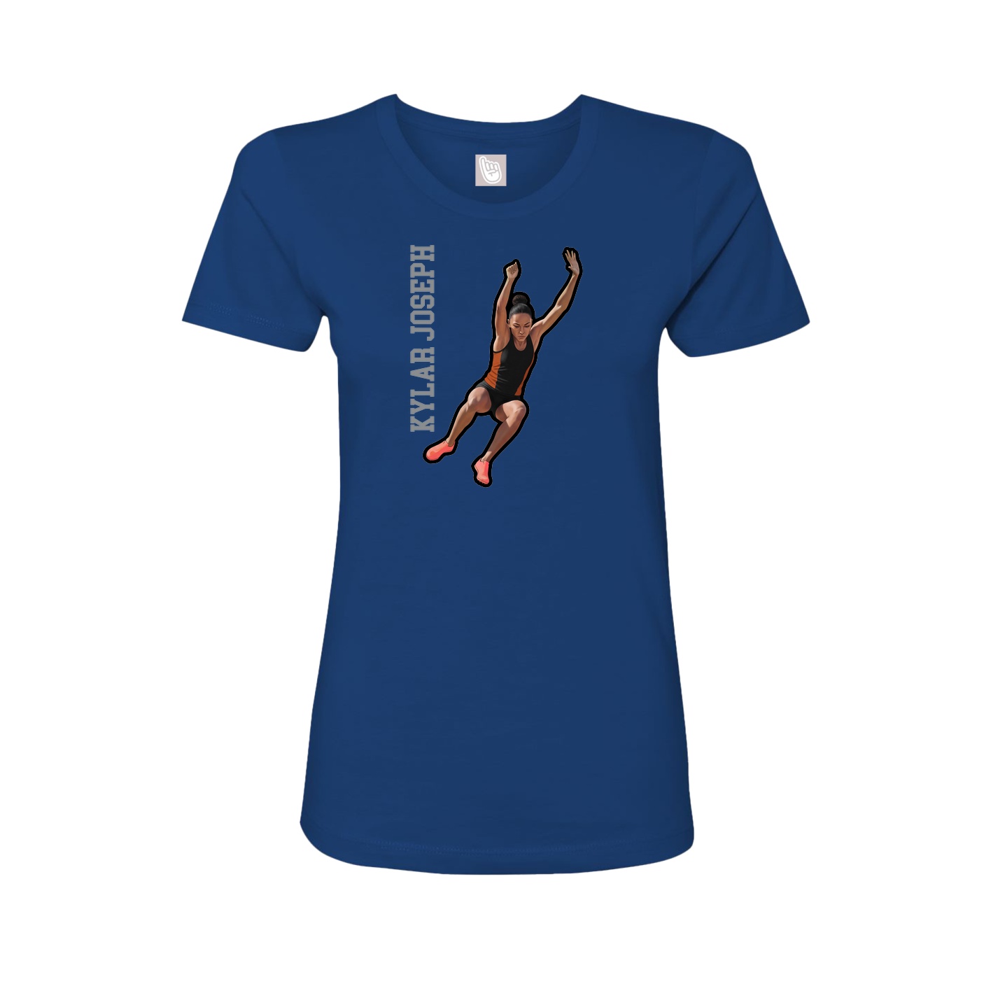 Fitted Women's Tee — Name Vertical in Royal
