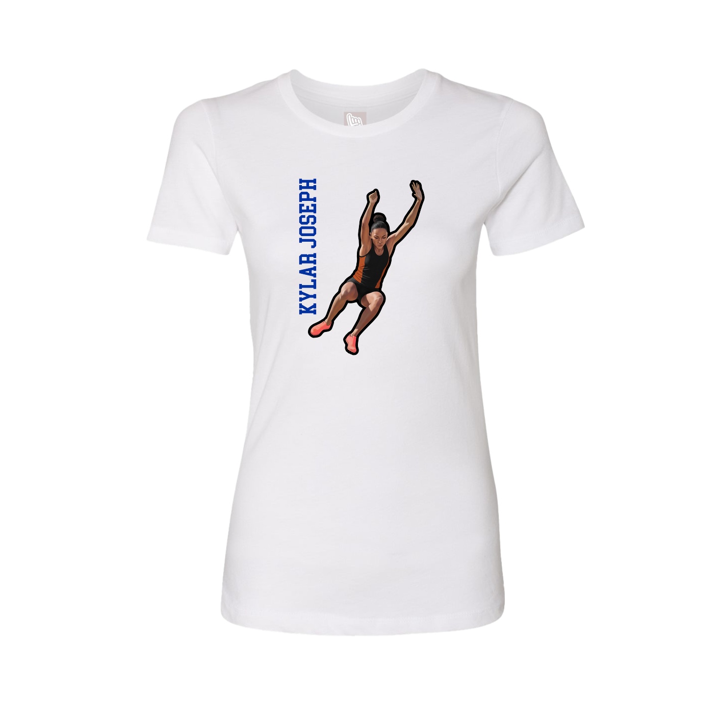 Fitted Women's Tee — Name Vertical in White