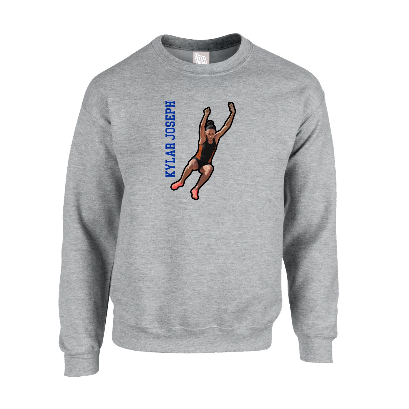 Fleece Crew — Name Vertical in Grey