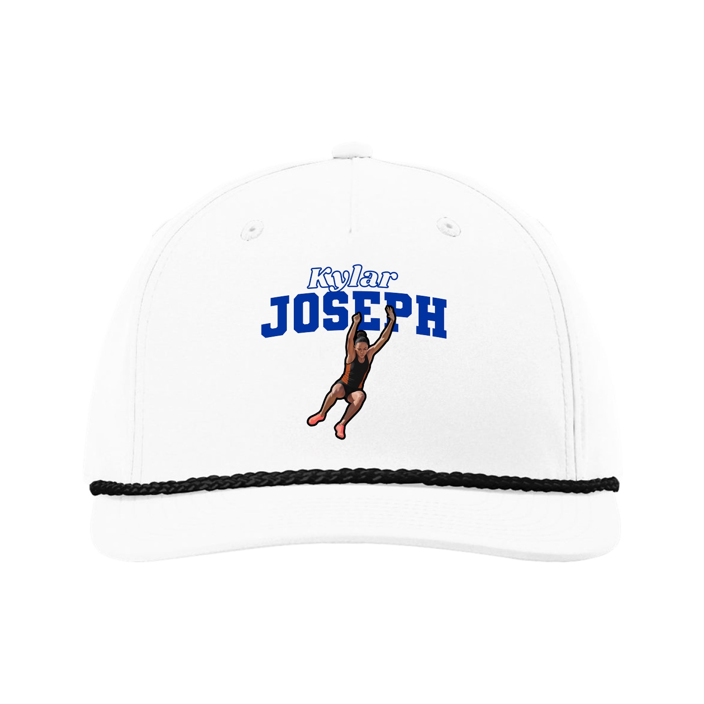 Five-Panel Classic Rope Cap — Name Arch in White