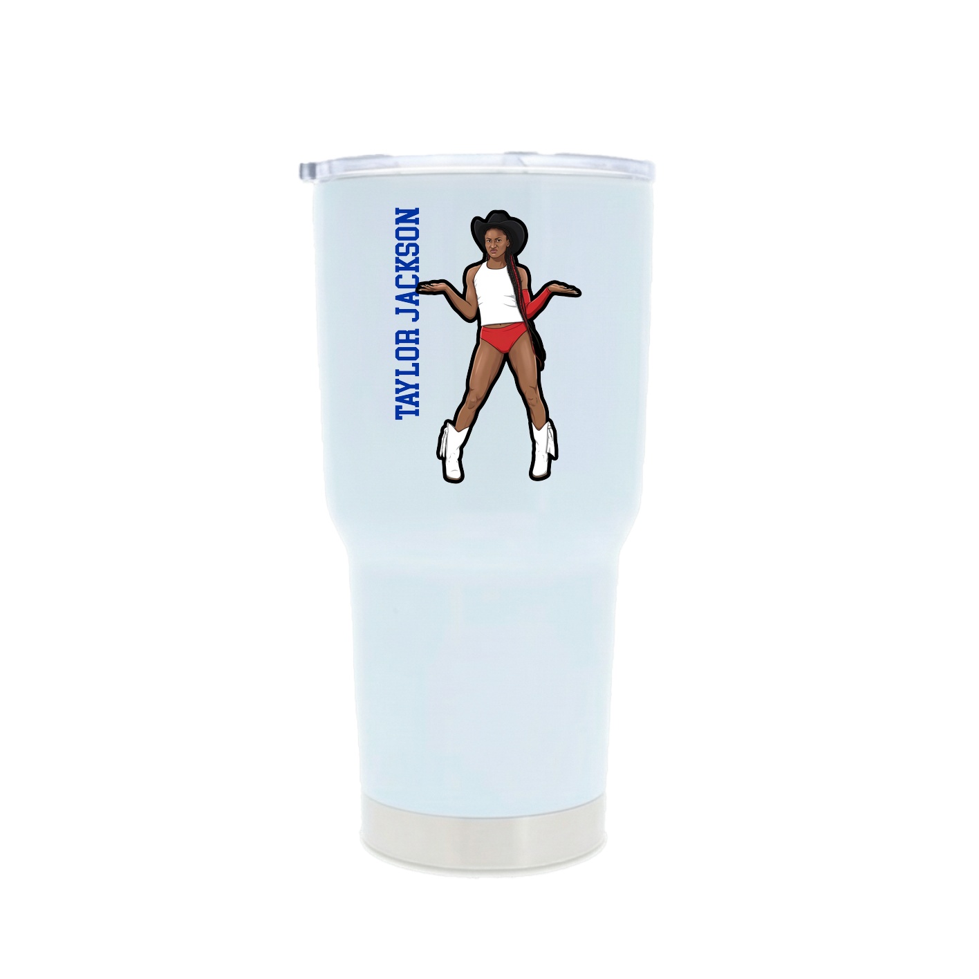 30oz Stainless Steel Tumbler — Name Vertical in White