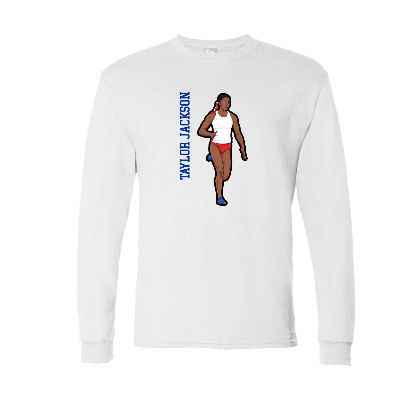 Long Sleeve Tee — Name Vertical in White