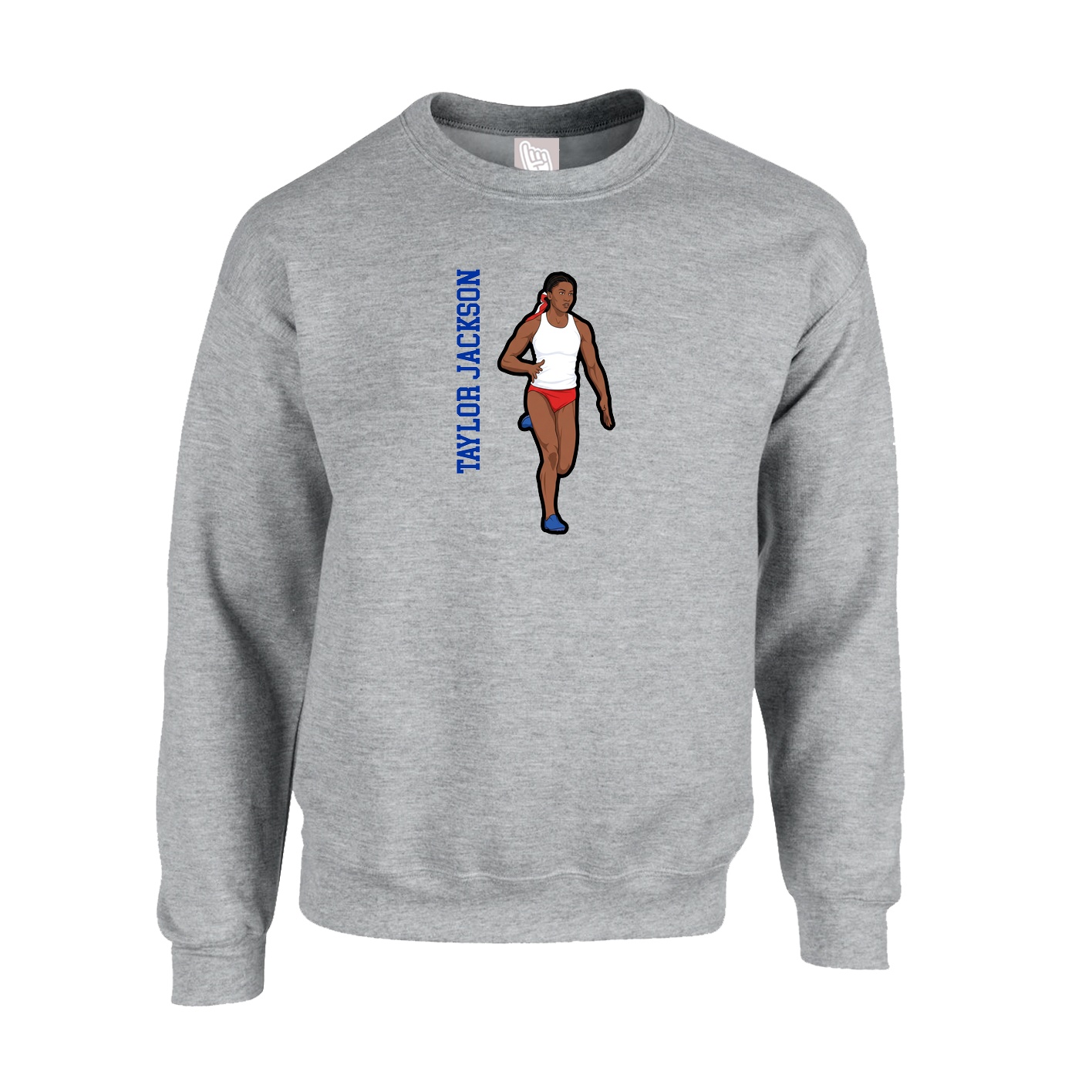 Fleece Crew — Name Vertical in Grey