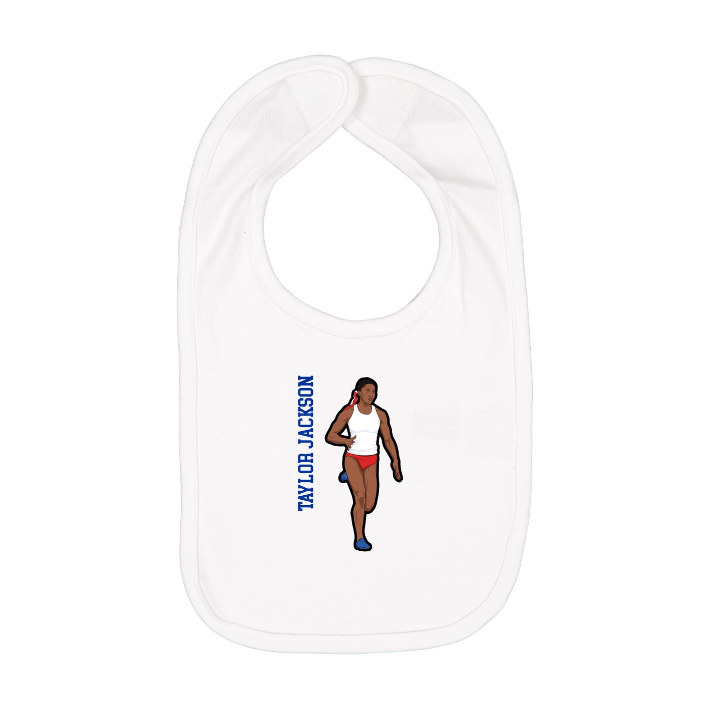 Infant Bib — Name Vertical in White