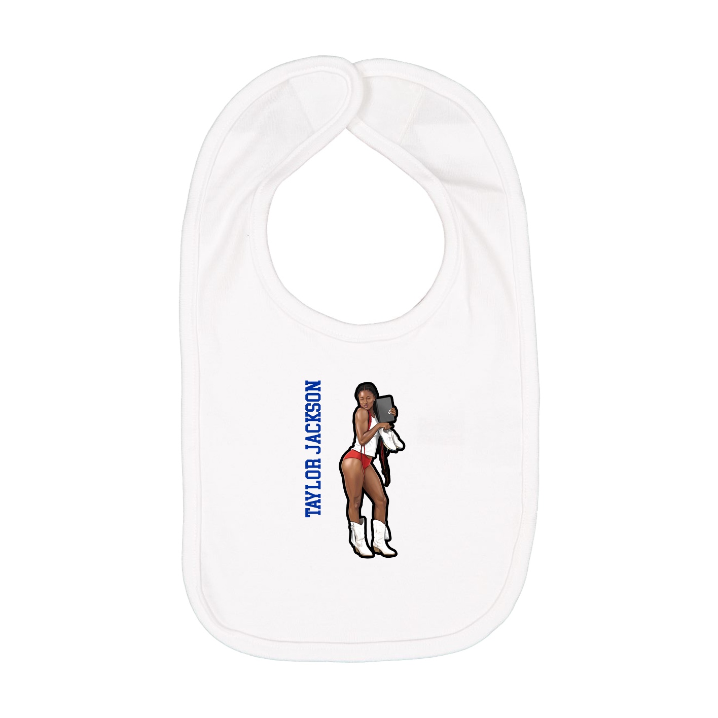 Infant Bib — Name Vertical in White