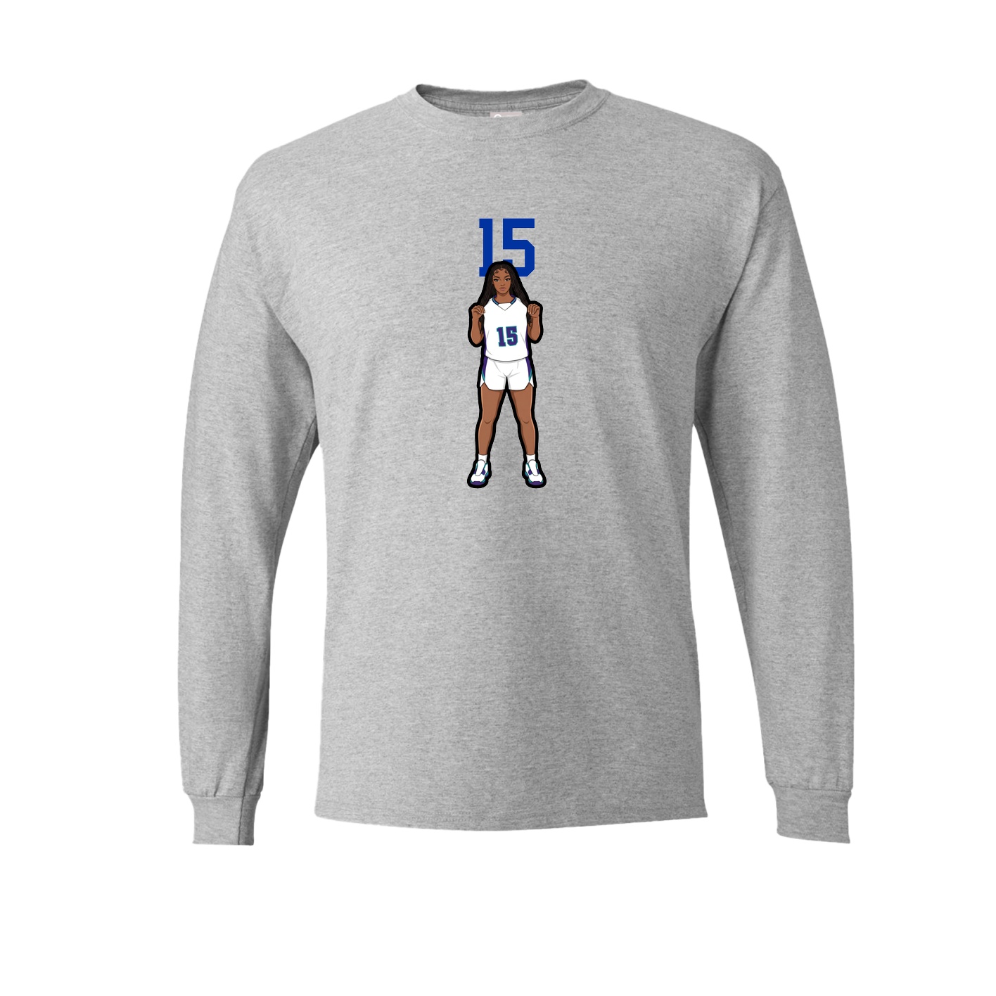 Long Sleeve Tee — Number Top in Grey