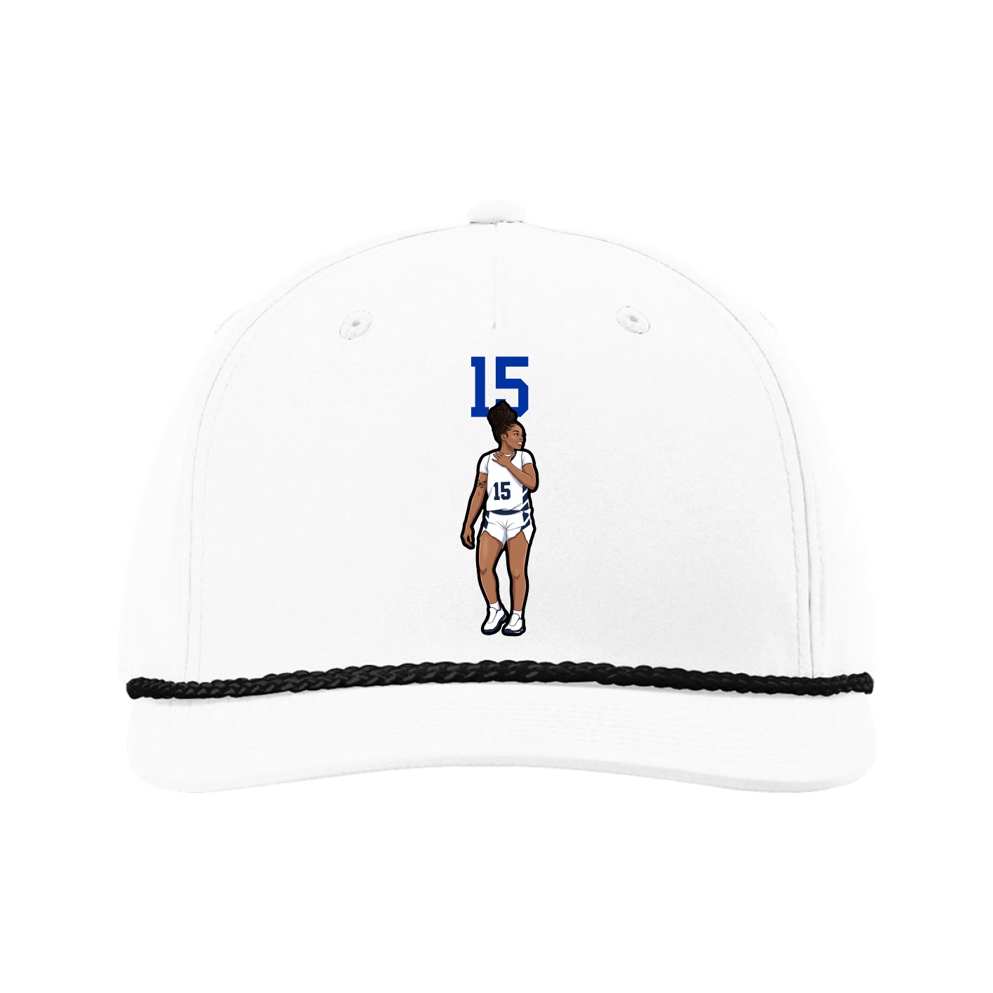 Five-Panel Classic Rope Cap — Number Top in White