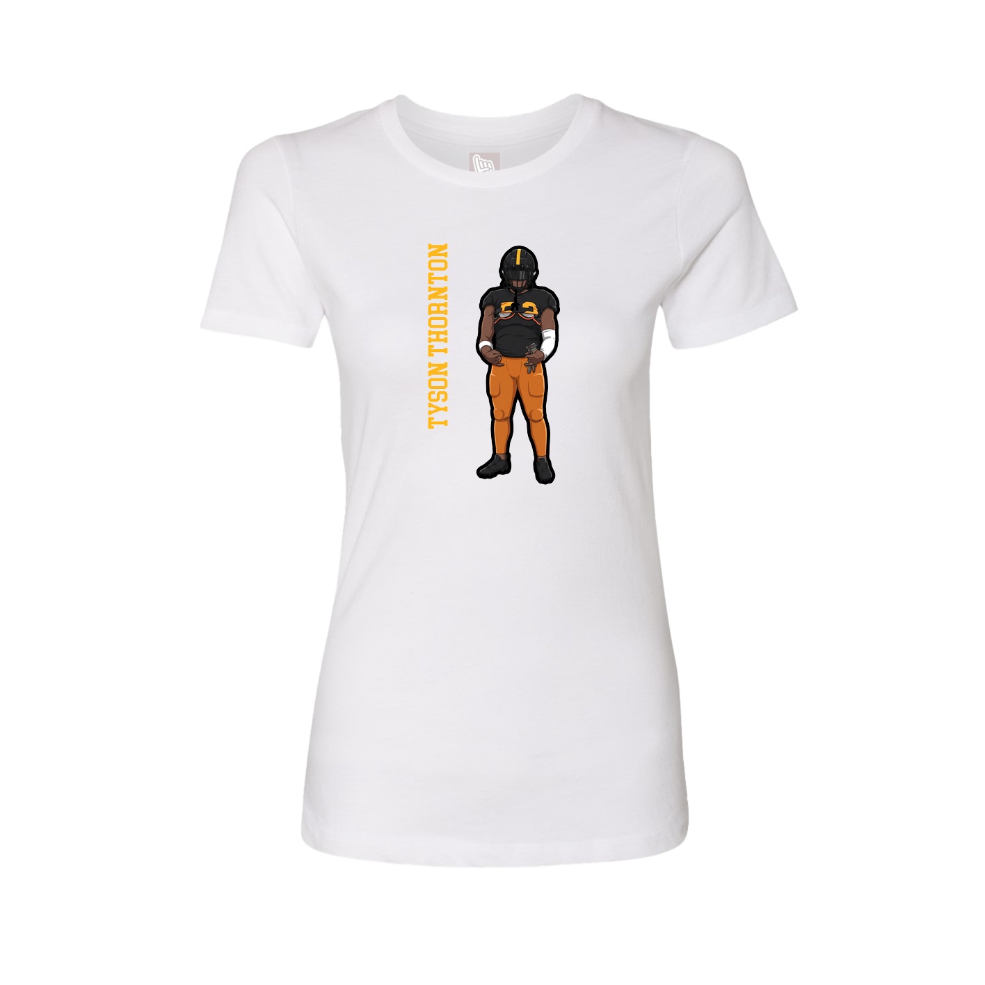 Fitted Women's Tee — Name Vertical in White