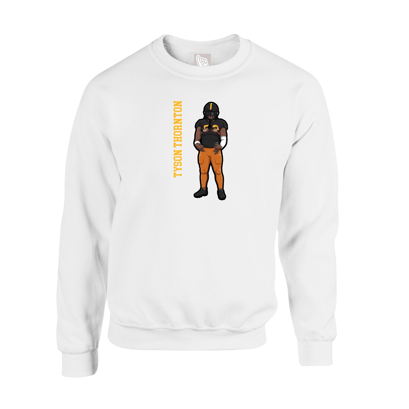 Fleece Crew — Name Vertical in White