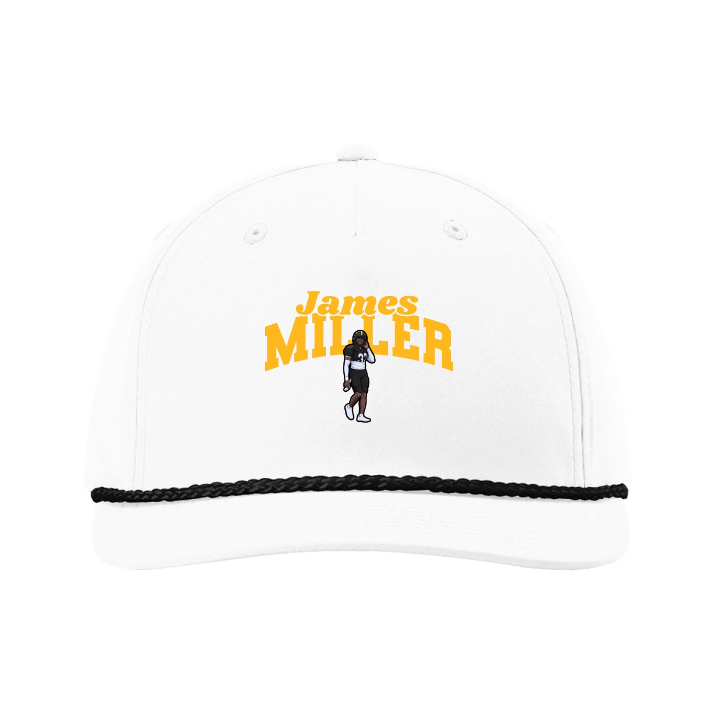 Five-Panel Classic Rope Cap — Signature Arch in White