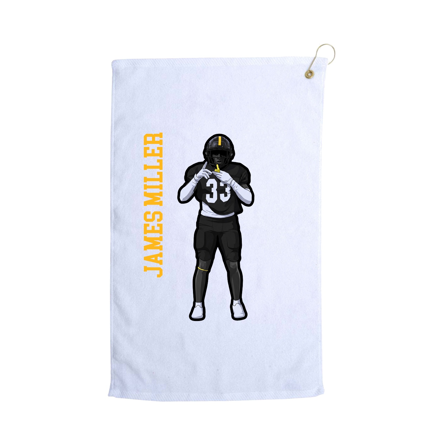 Golf Towel — Name Vertical in White