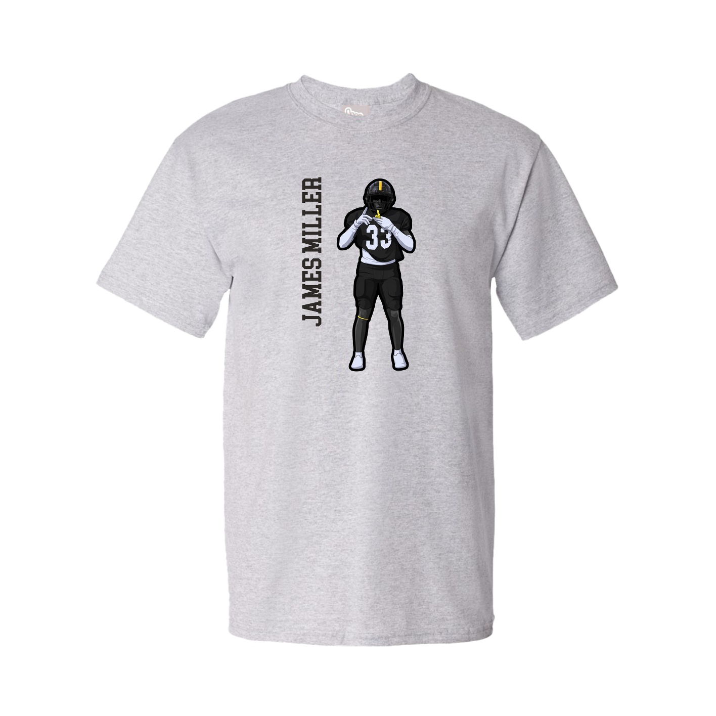 Tee — Name Vertical in Grey