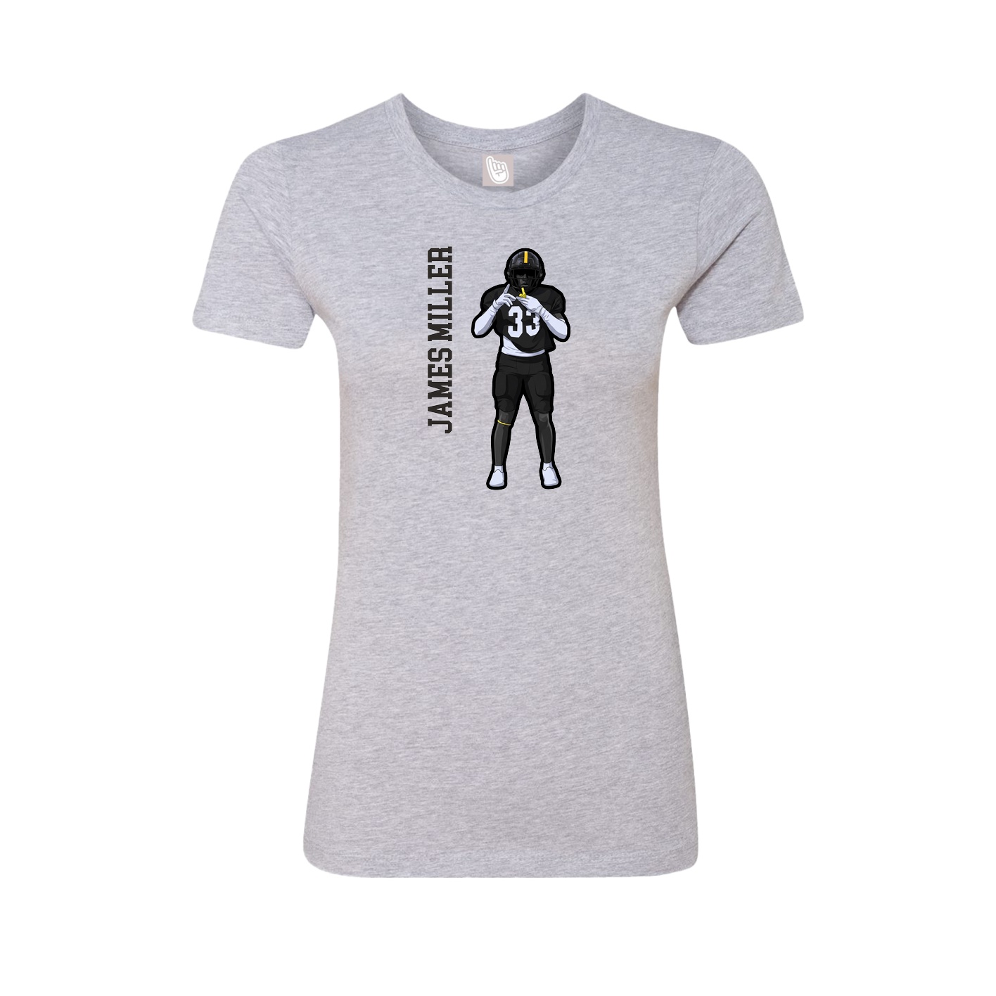 Fitted Women's Tee — Name Vertical in Grey