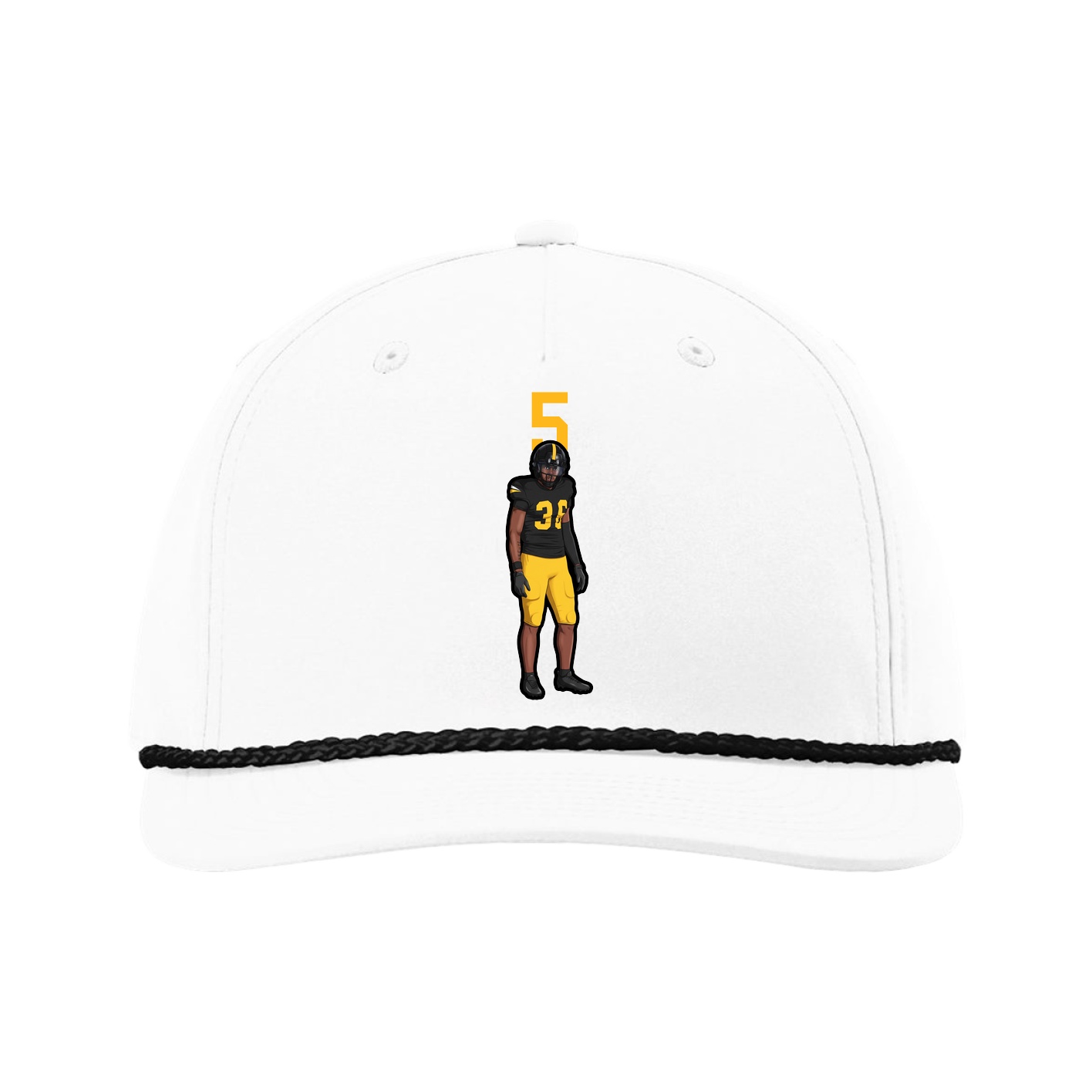 Five-Panel Classic Rope Cap — Number Top in White