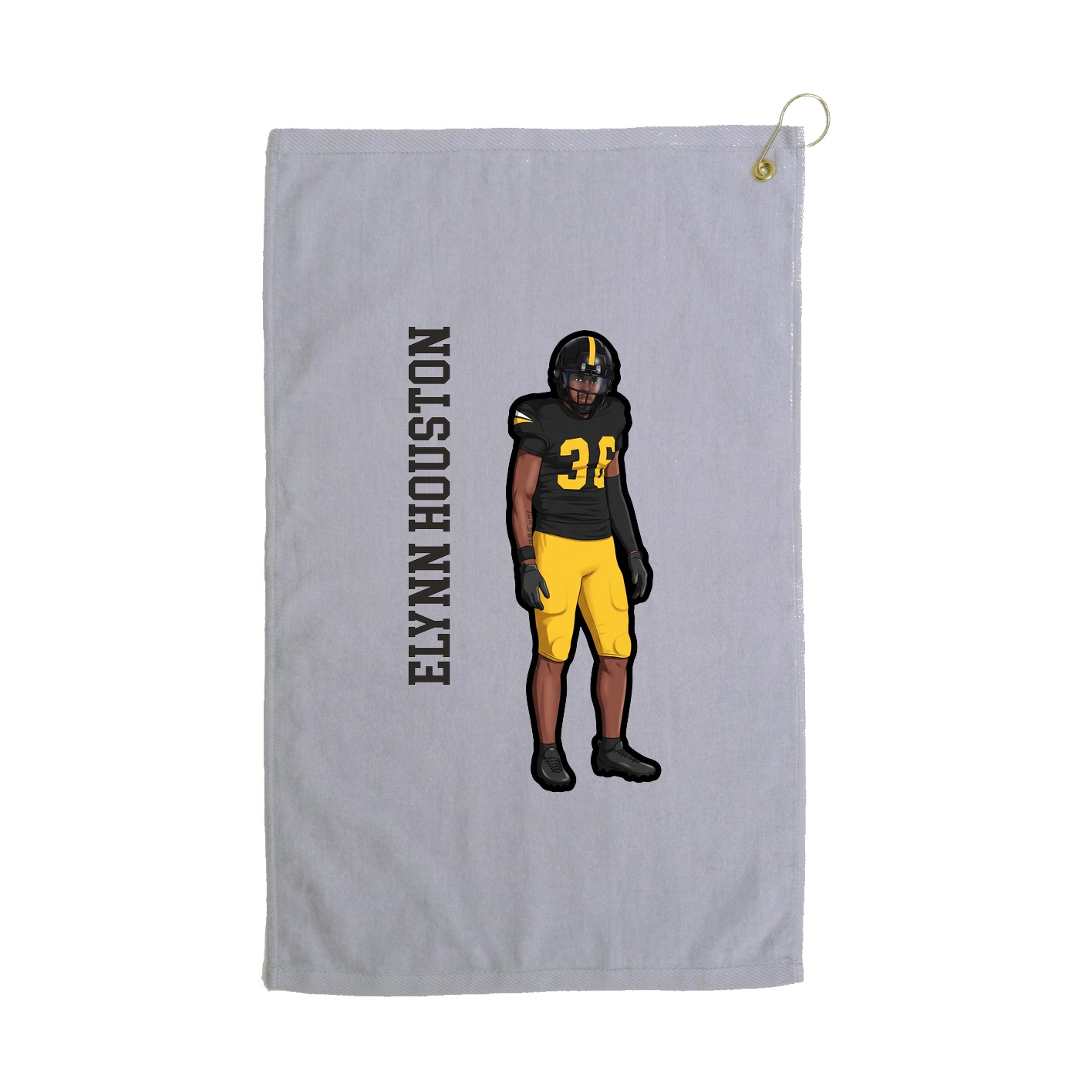 Golf Towel — Name Vertical in Grey