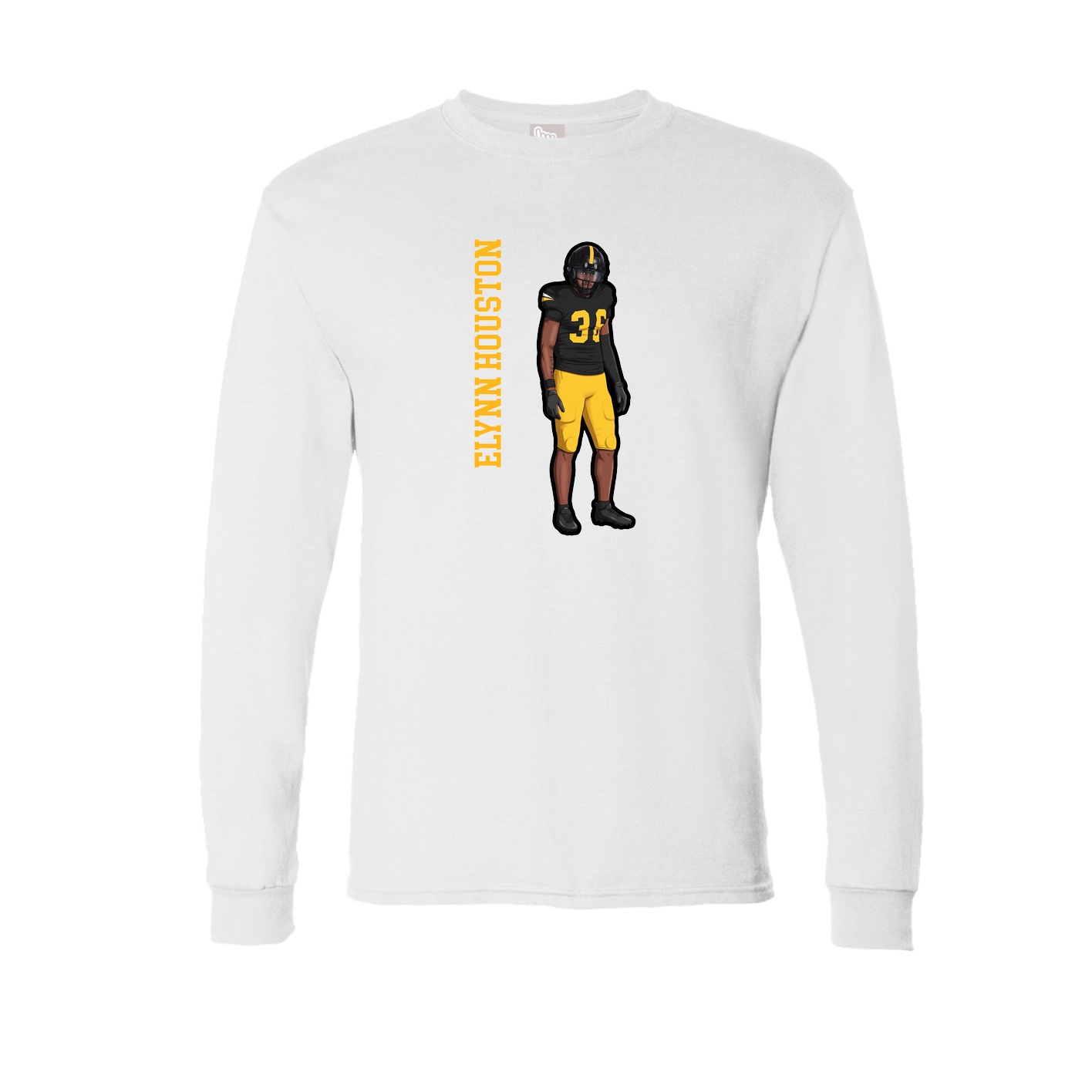 Long Sleeve Tee — Name Vertical in White